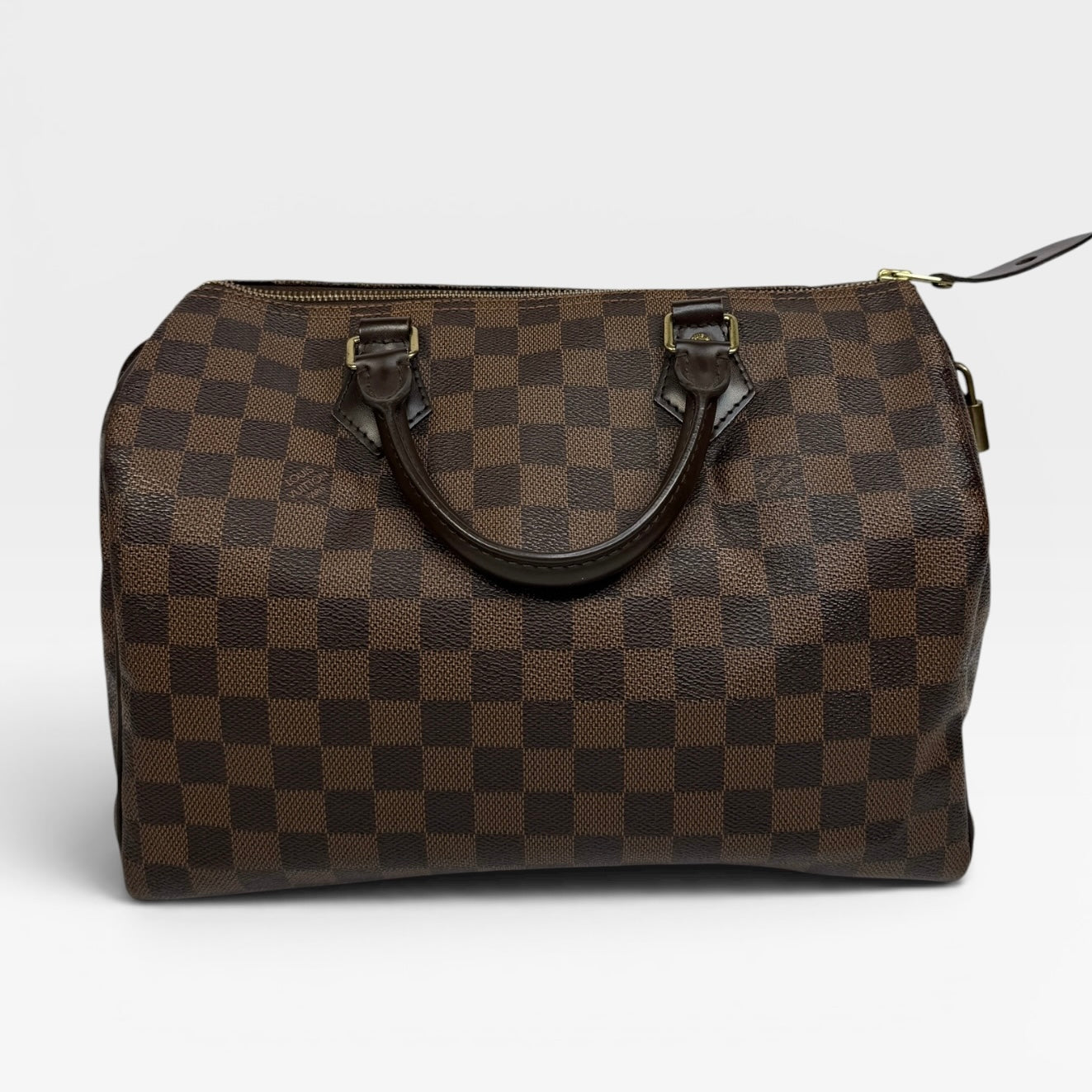 Louis Vuitton Speedy 30 Bag In Damier Ebene with Gold Hardware