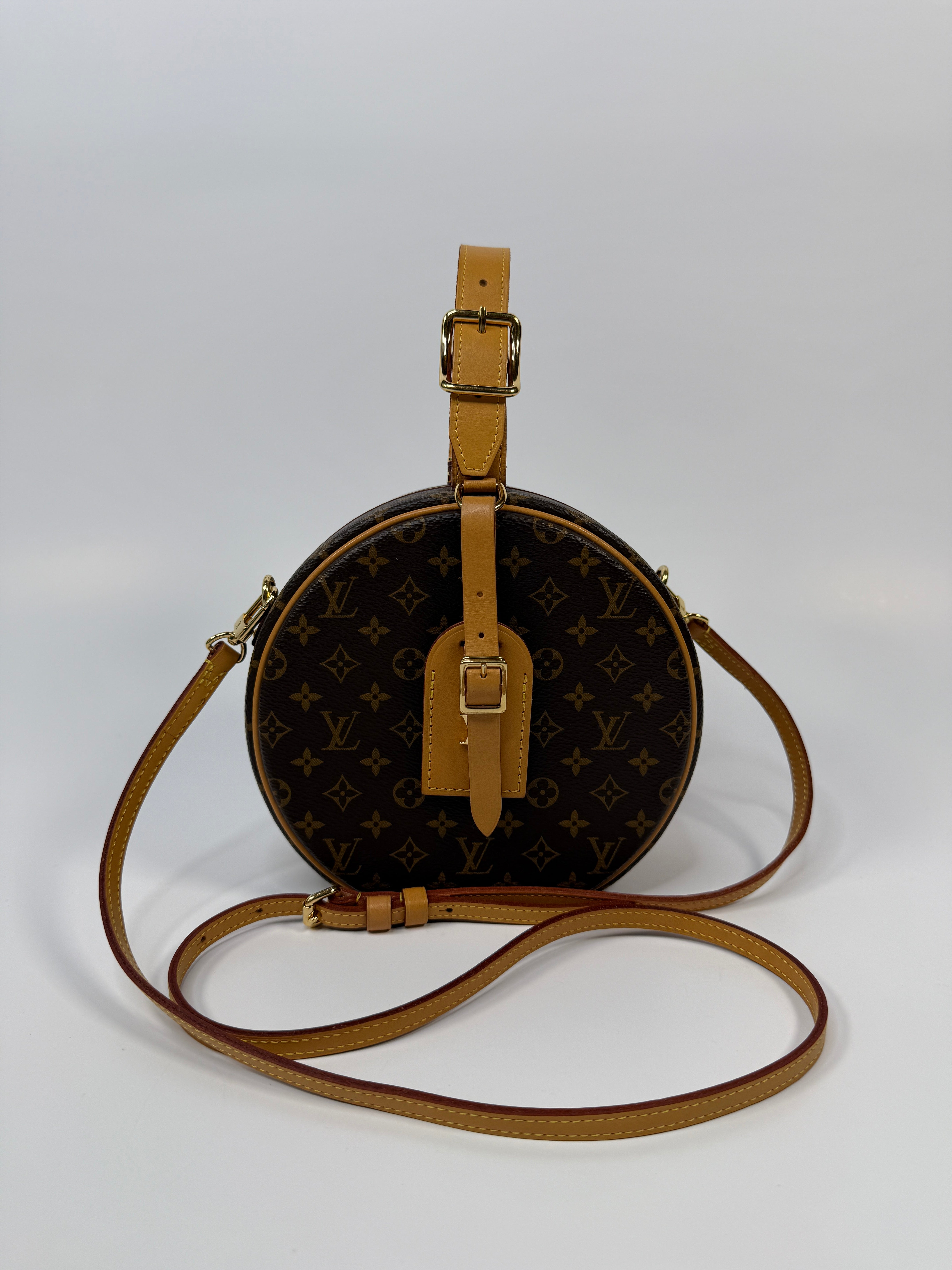 Louis Vuitton Petite Boite Chapeau Bag In Brown Monogram Gold Hardware Authentic and pre loved