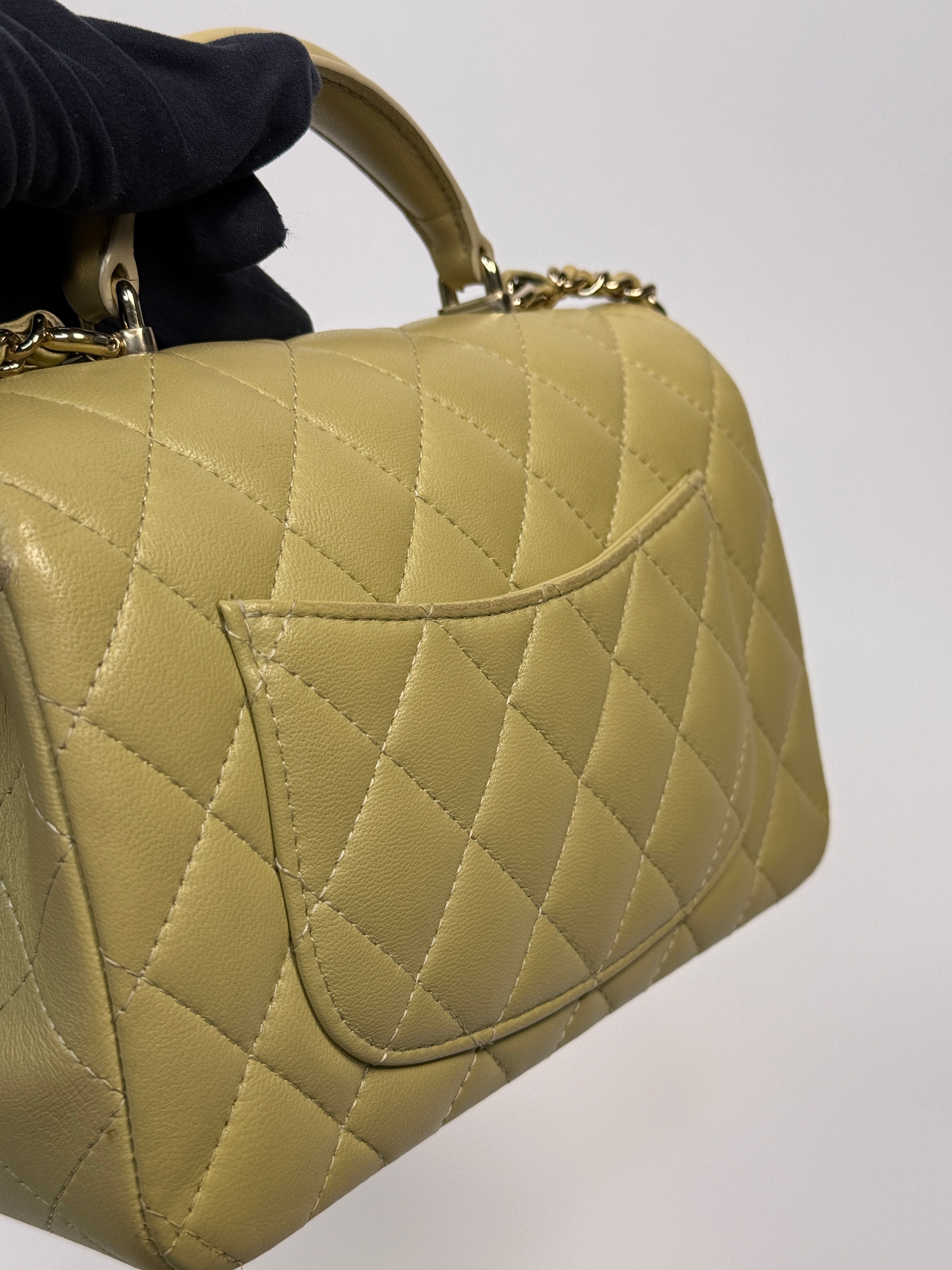 Chanel Mini Rectangle Flap Bag In Pistachio Green Lambskin With GHW