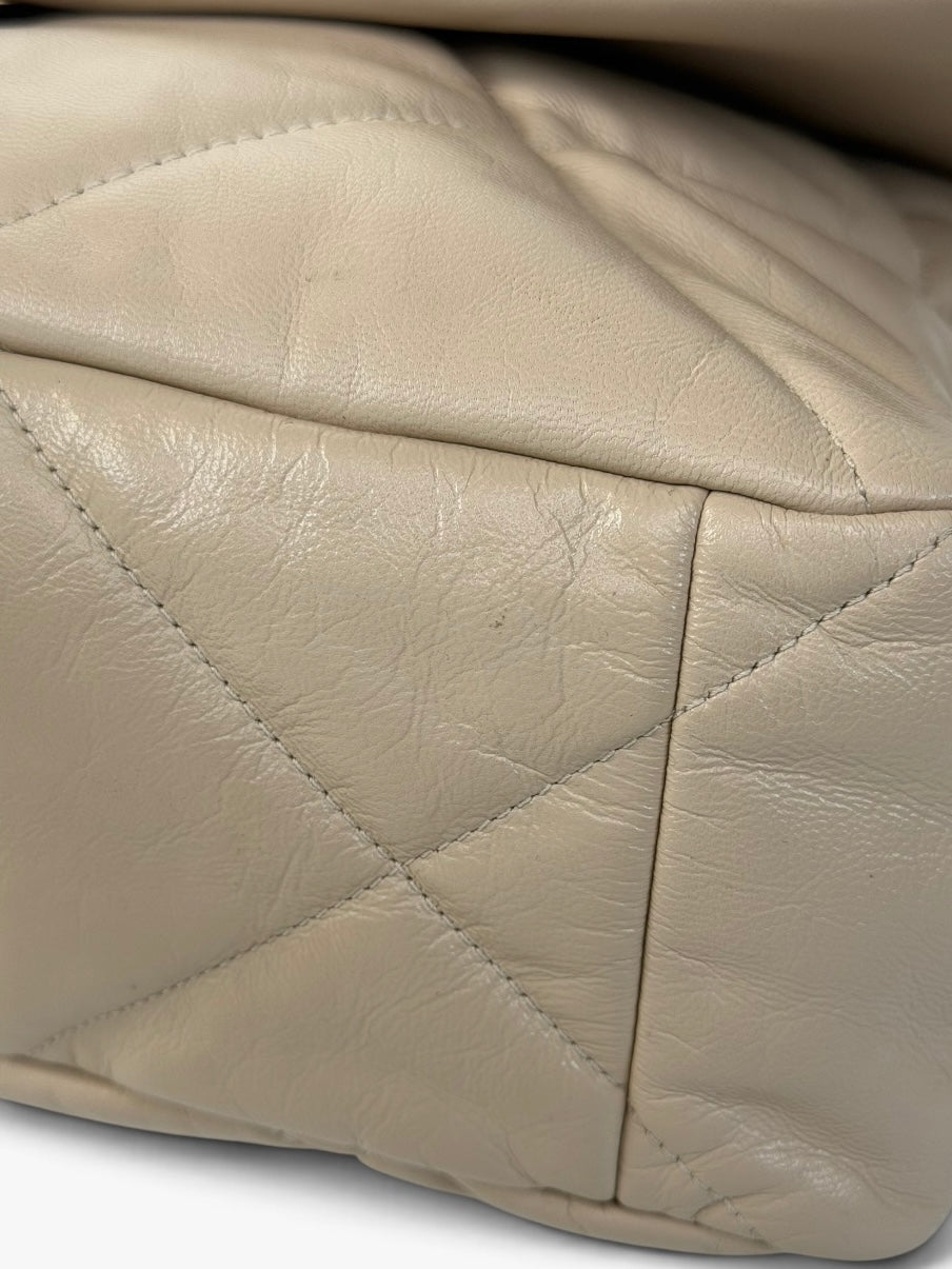 Chanel 19 Maxi In Cream Lambskin Leather With Mixed Hardware. 100% authentic and preloved in excellent condition