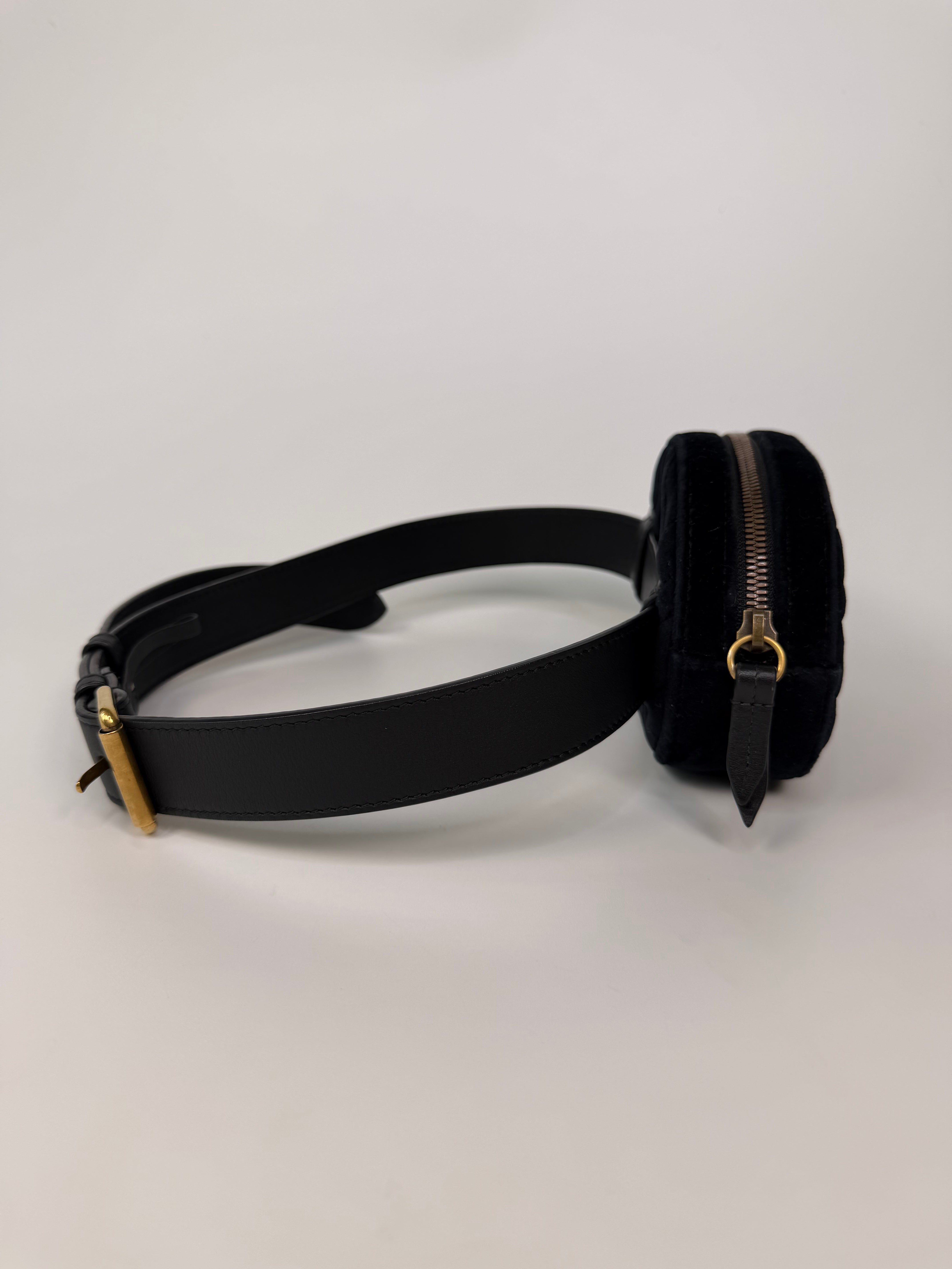 Gucci GG Black Velvet Marmont Belt Bag
