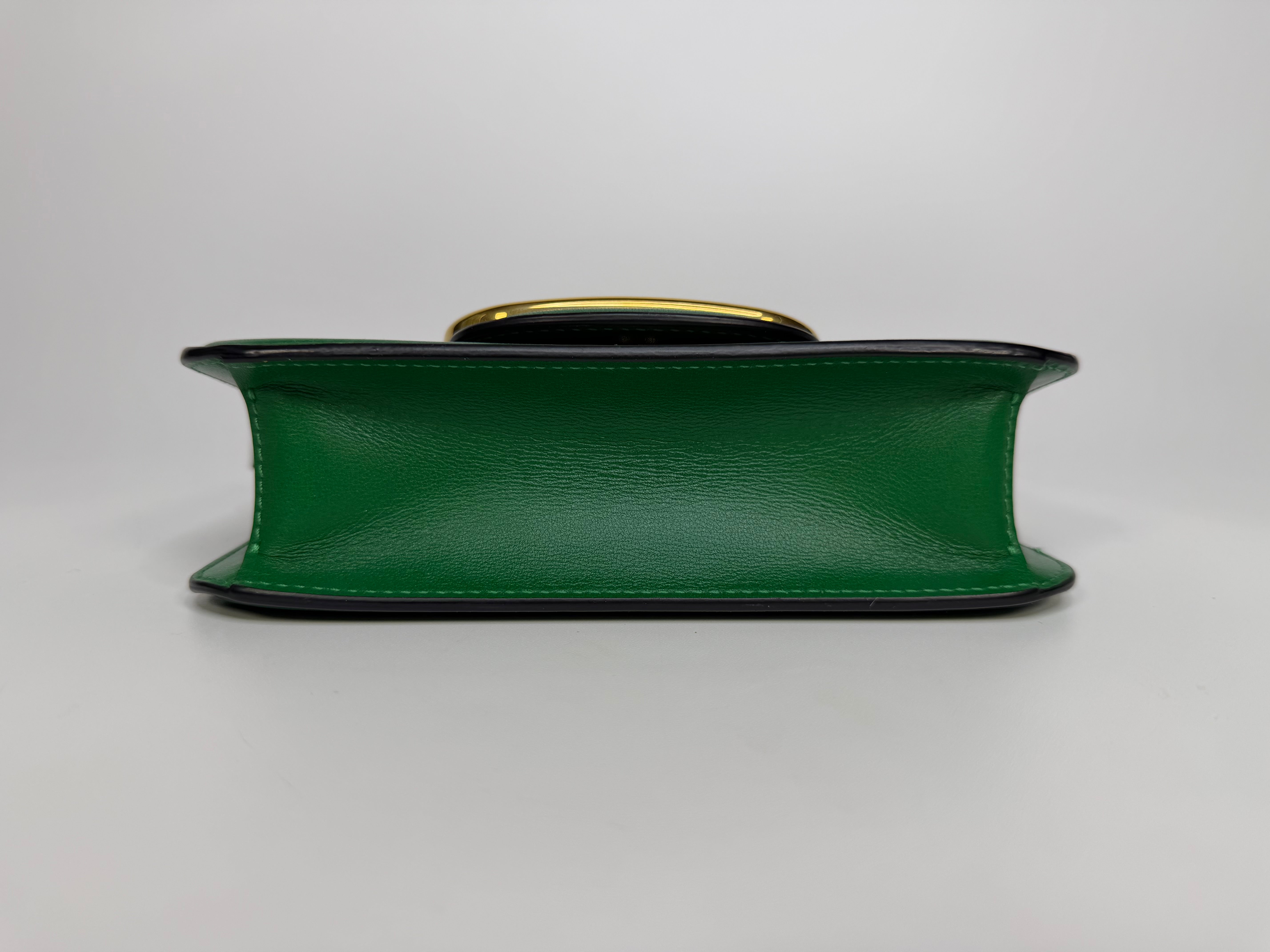 Valentino Garavani Locò Small Shoulder Bag In Green Leather With Gold Hardware. Authentic and preloved in excellent condition