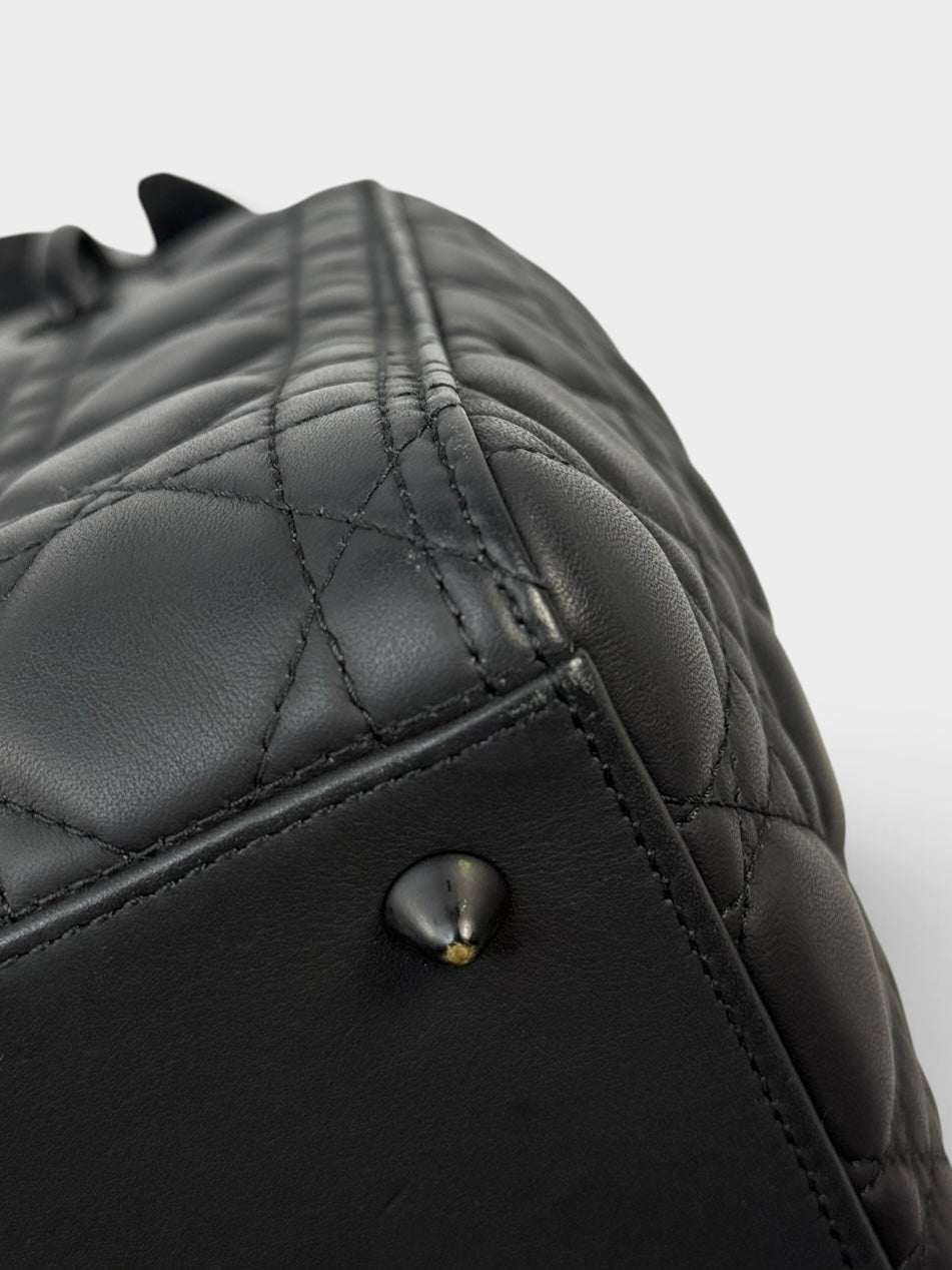 Christian Dior Medium Lady Dior In Matte Black With Black Hardware