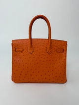 Hermès Birkin 30 In Orange Ostrich With Palladium hardware