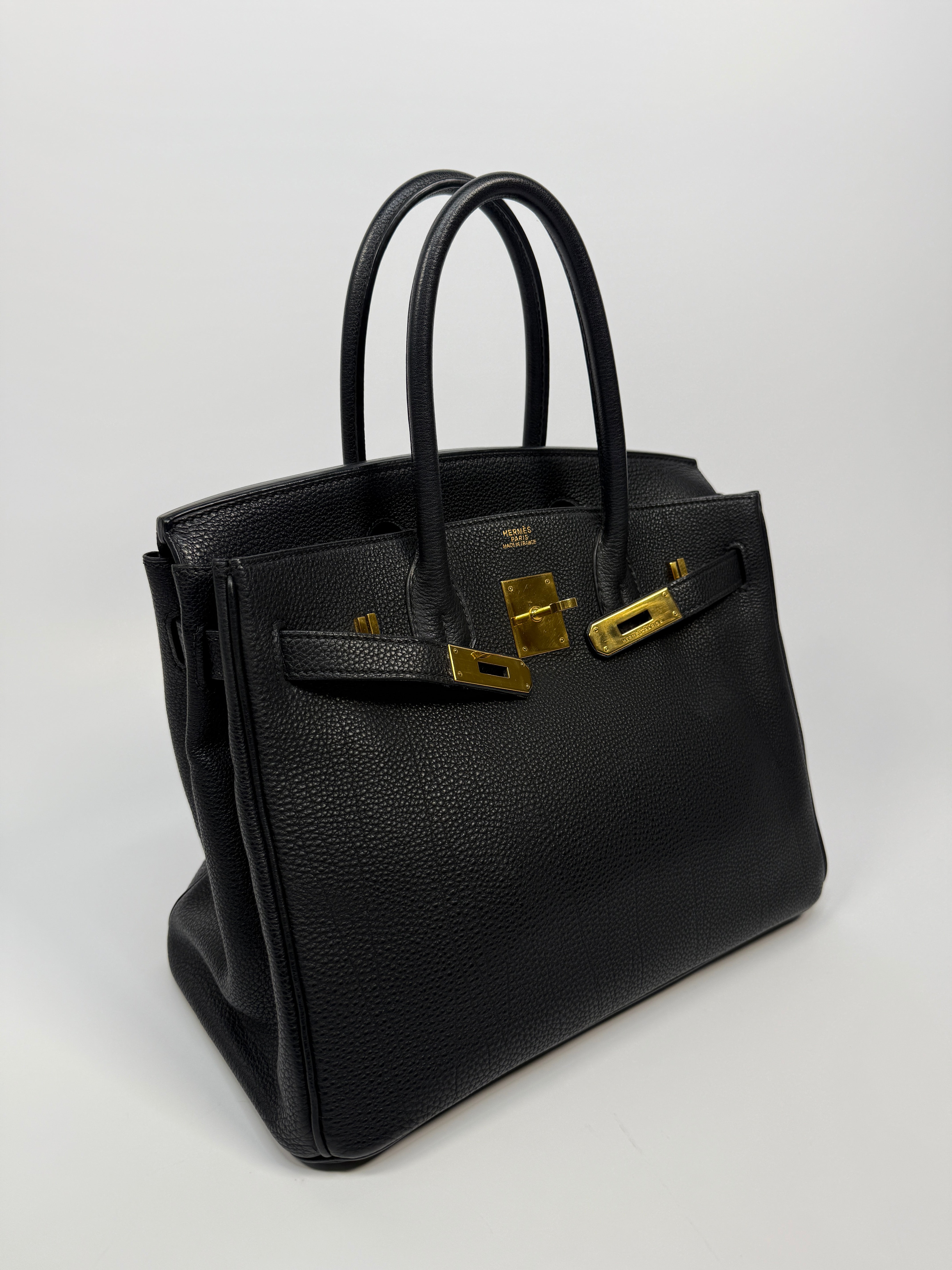 Authentic Pre Loved Hermès Birkin 30 In Black Togo Leather With Gold Hardware Excellent Condition