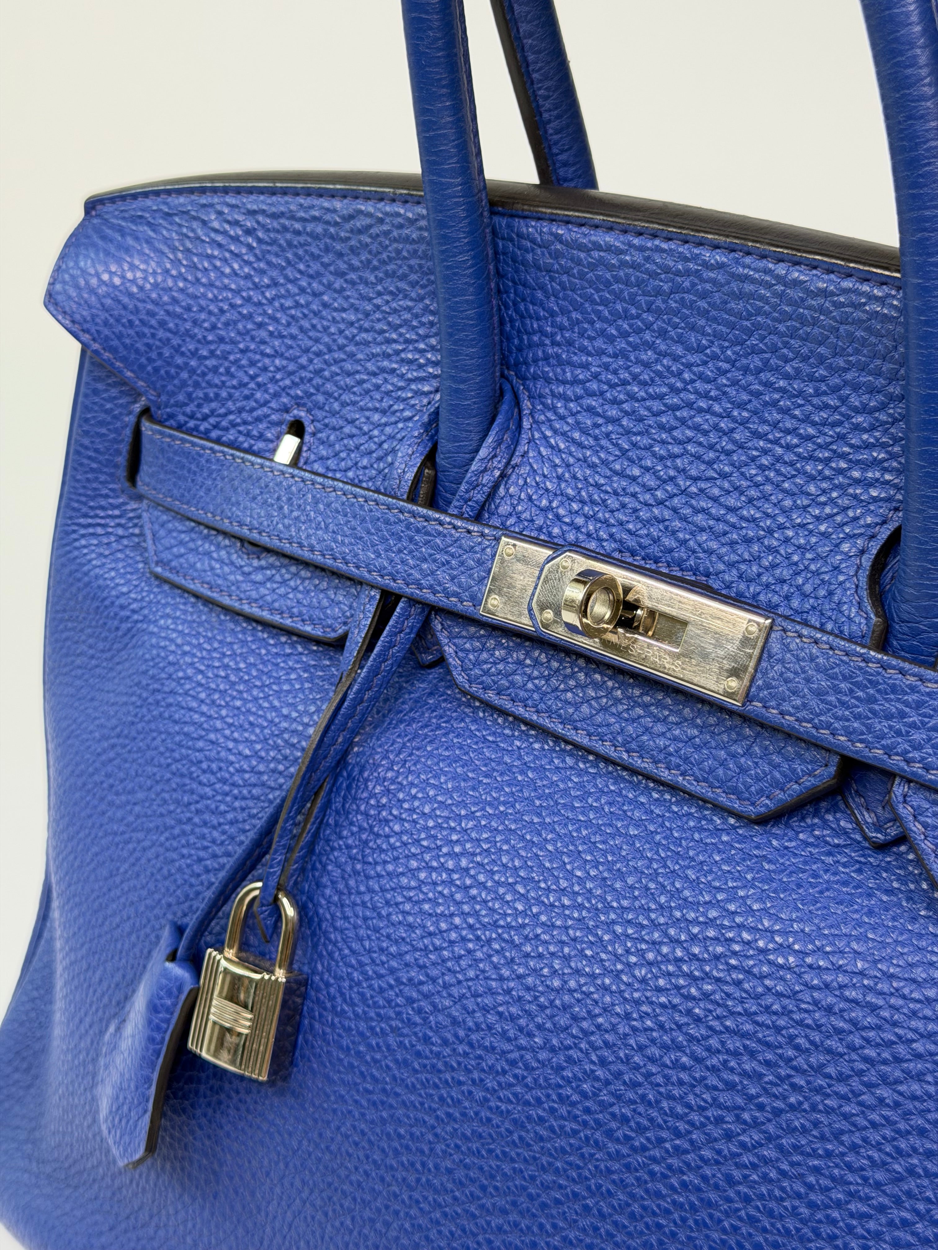 Hermès Birkin 35 Electric Bleu Togo Leather With Palladium Hardware. Authentic and preloved in very good condition.