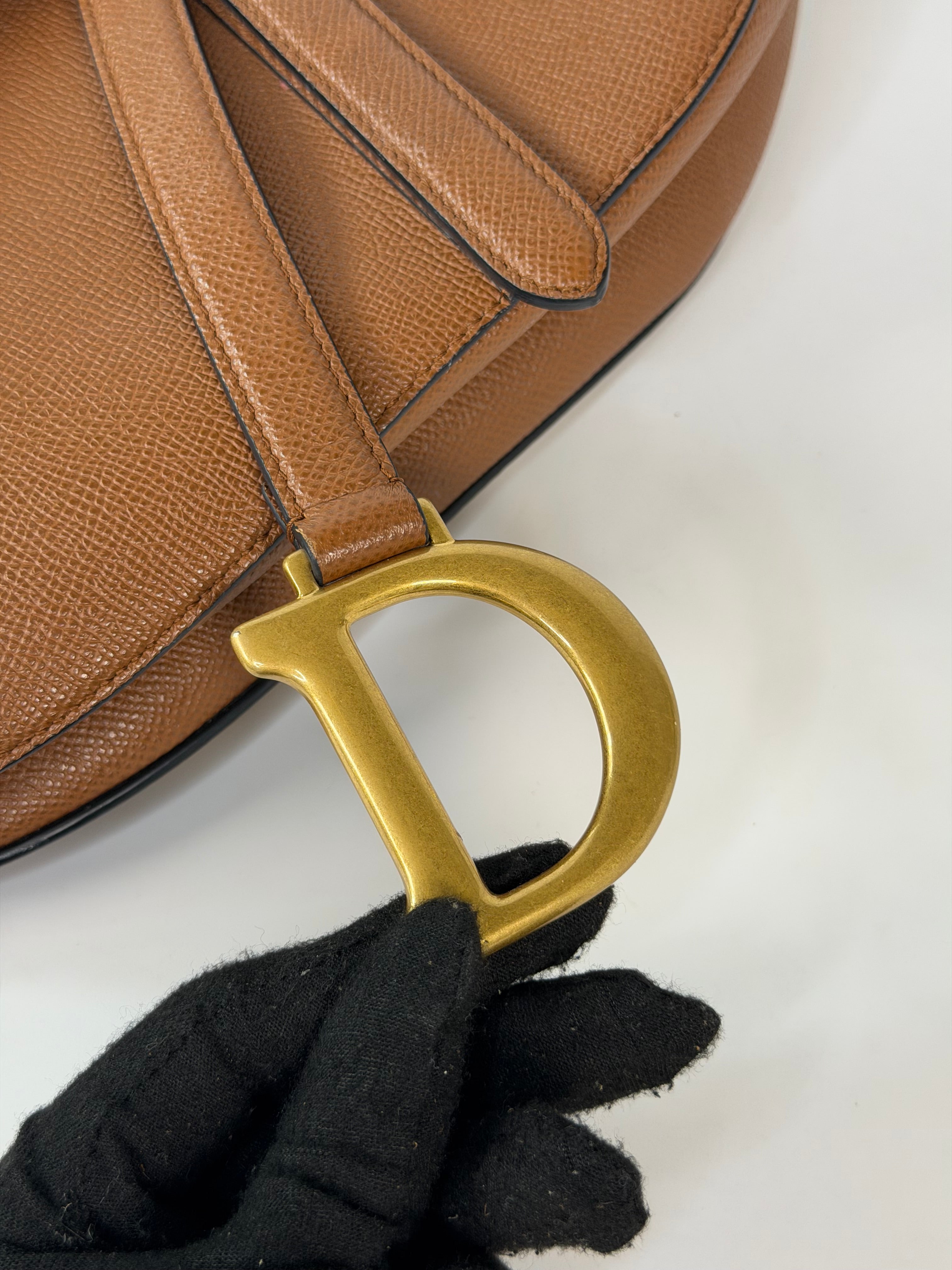 Christian Dior Saddle Bag In Golden Calfskin Gold Hardware. 100% authentic and preloved in excellent condition.
