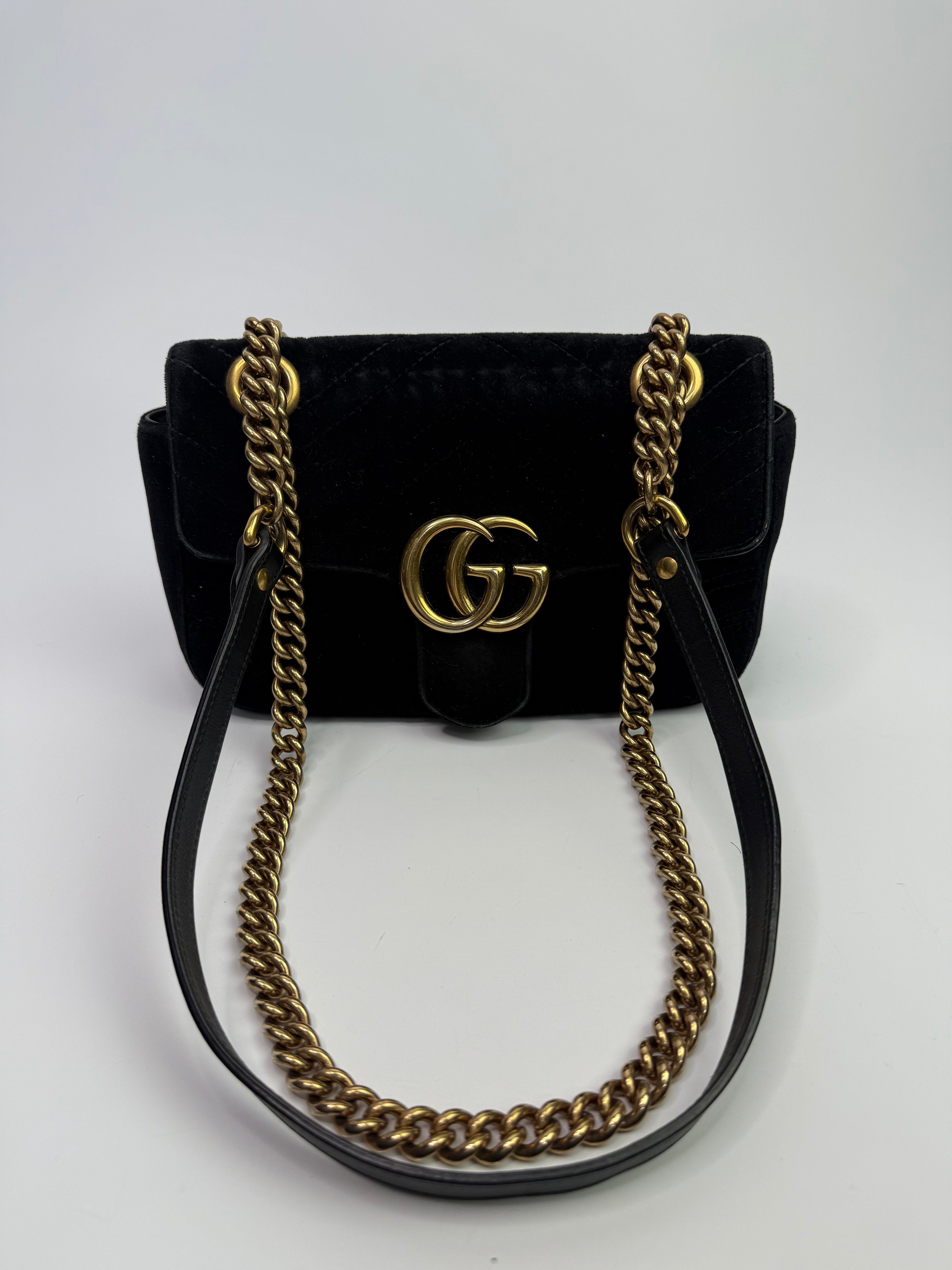Gucci Mini Marmont Bag in Black Velvet