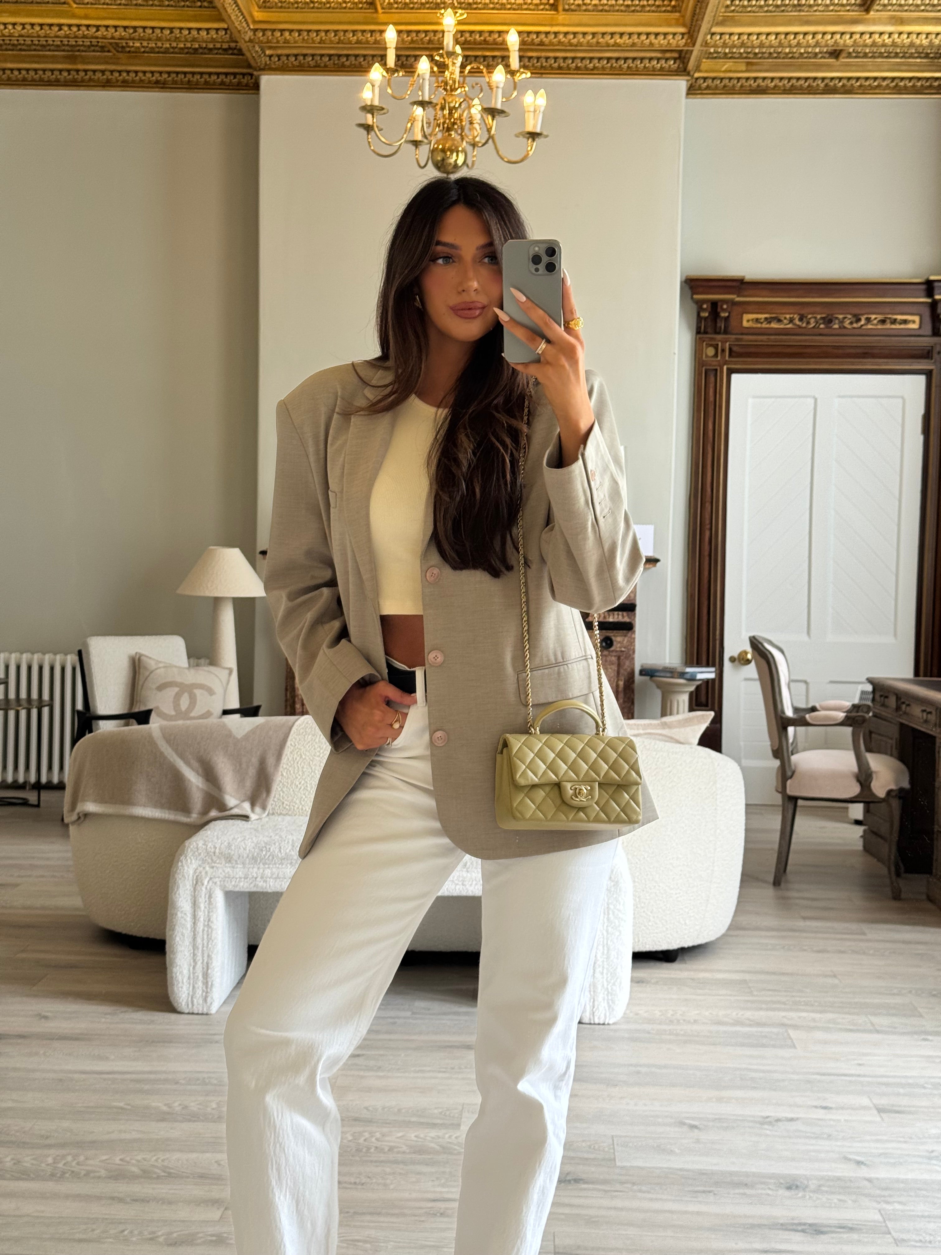 Chanel Mini Rectangle Flap Bag In Pistachio Green Lambskin With GHW