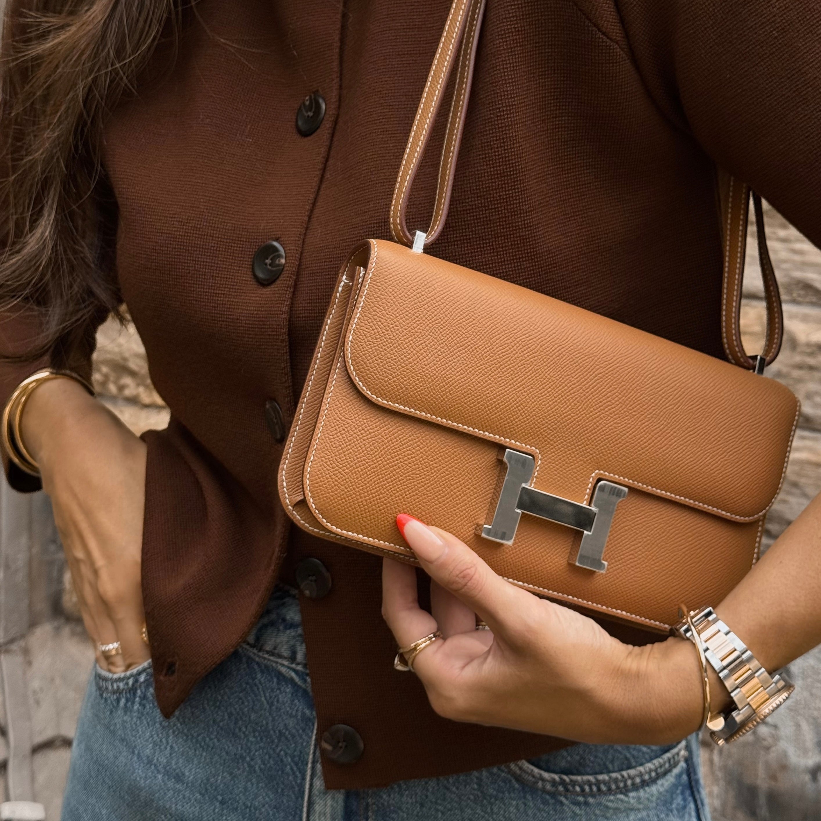 Hermès Constance Elan In Gold Epsom Leather With Palladium Hardware