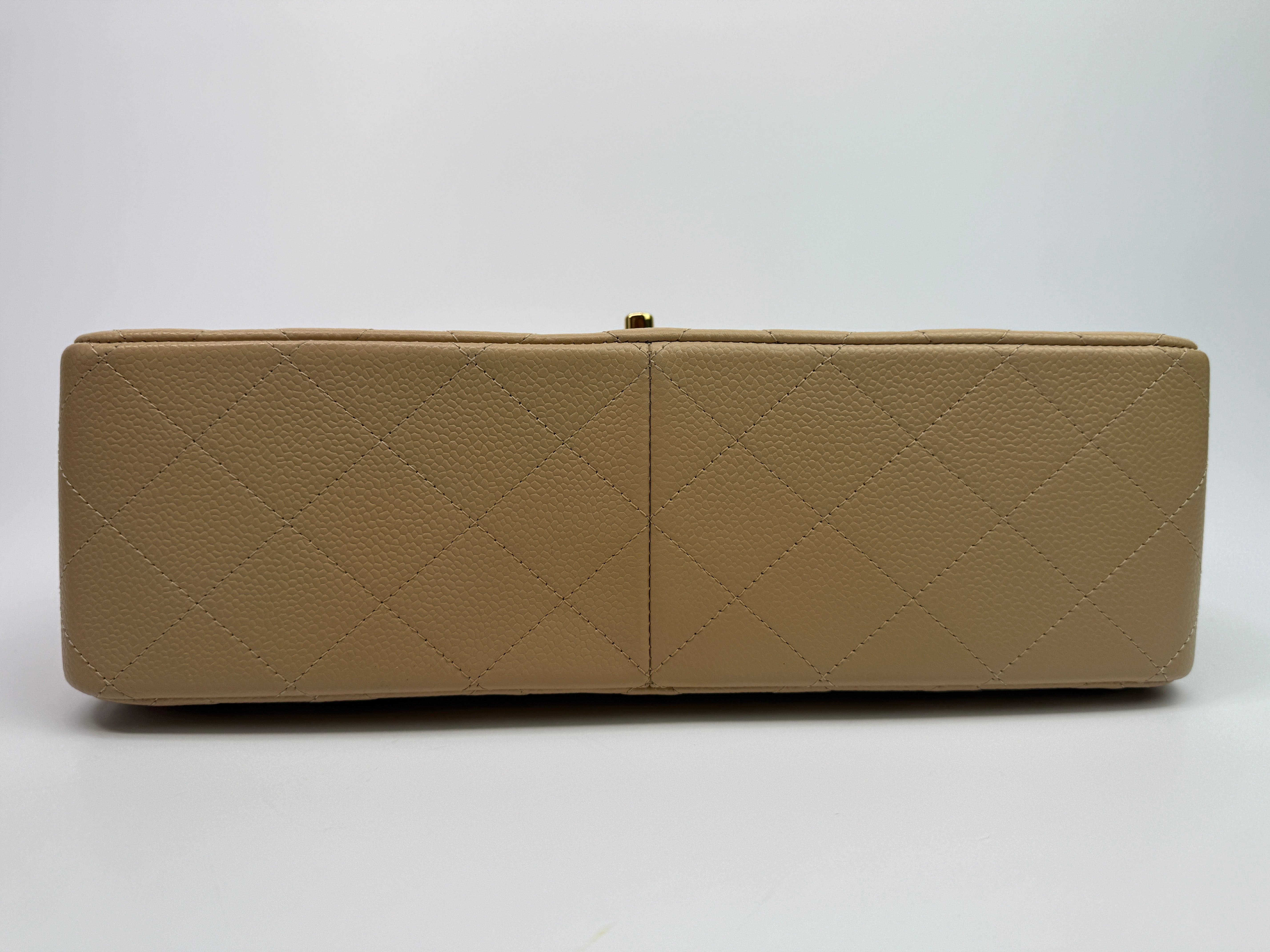 Chanel Jumbo Classic Double Flap In Beige Caviar Leather with GHW