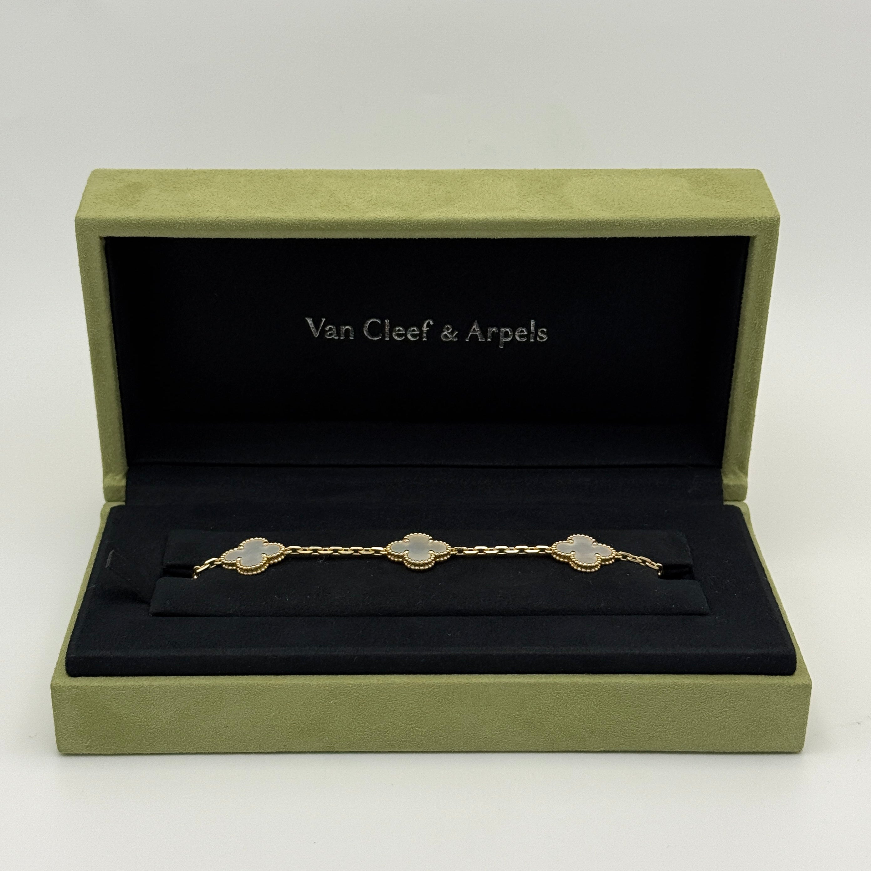Van Cleef & Arpels Vintage Alhambra Bracelet, 5 Motifs Mother Of Pearl