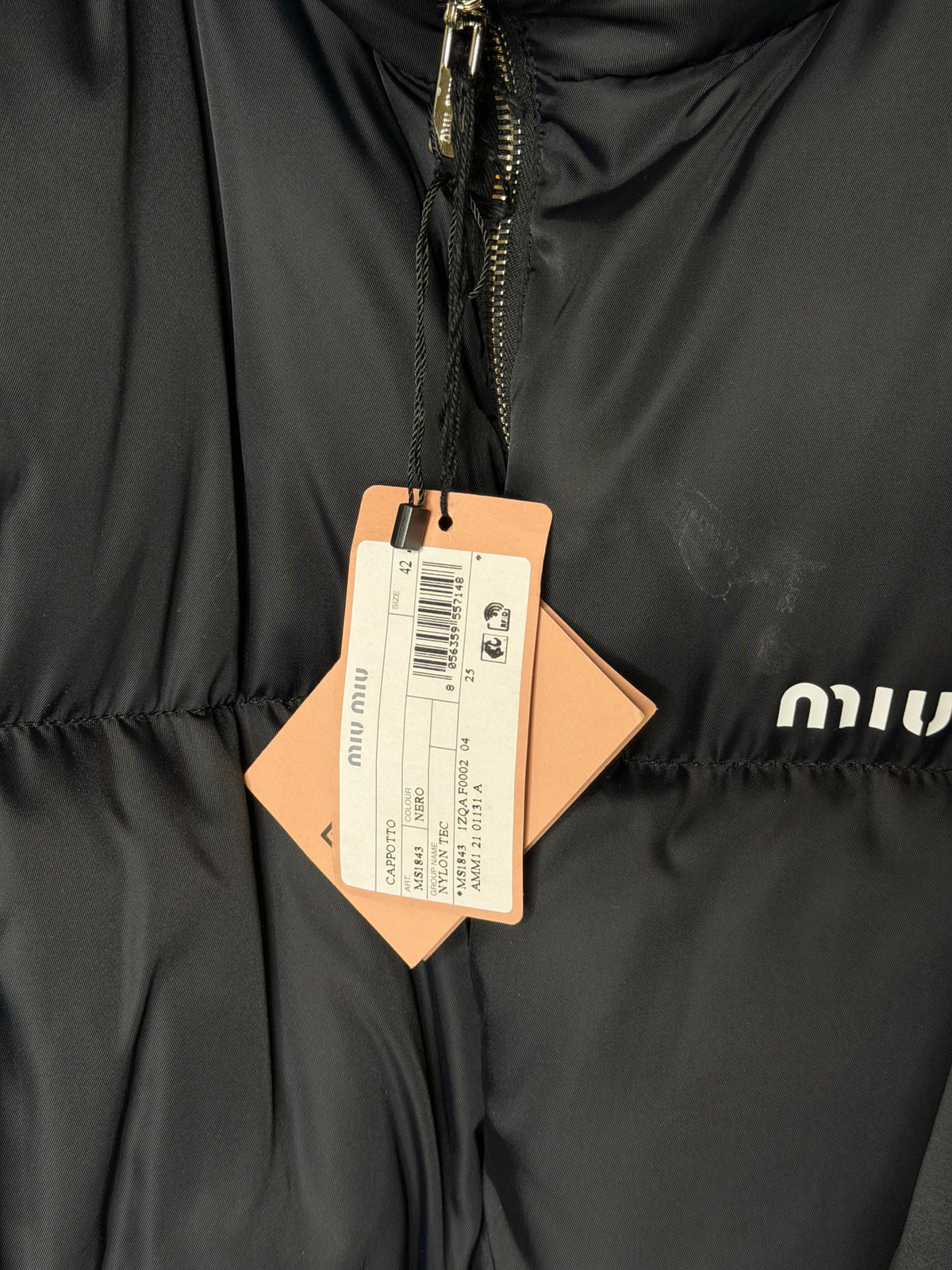 Miu Miu Long Puffer Coat In Black (Size 42/UK10). 100% authentic and preloved in excellent condition