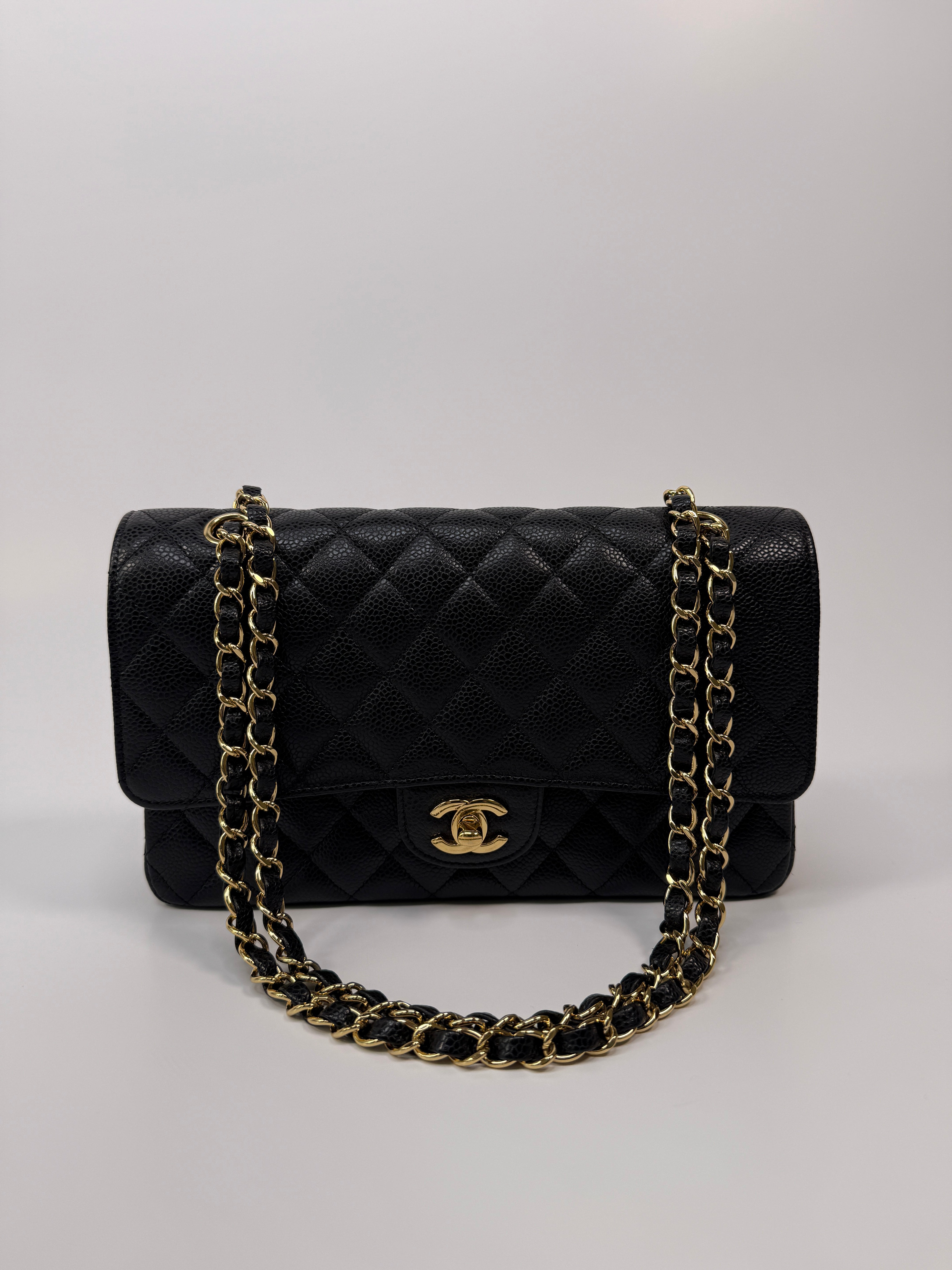 Chanel Medium Classic Double Flap Black Caviar With GHW