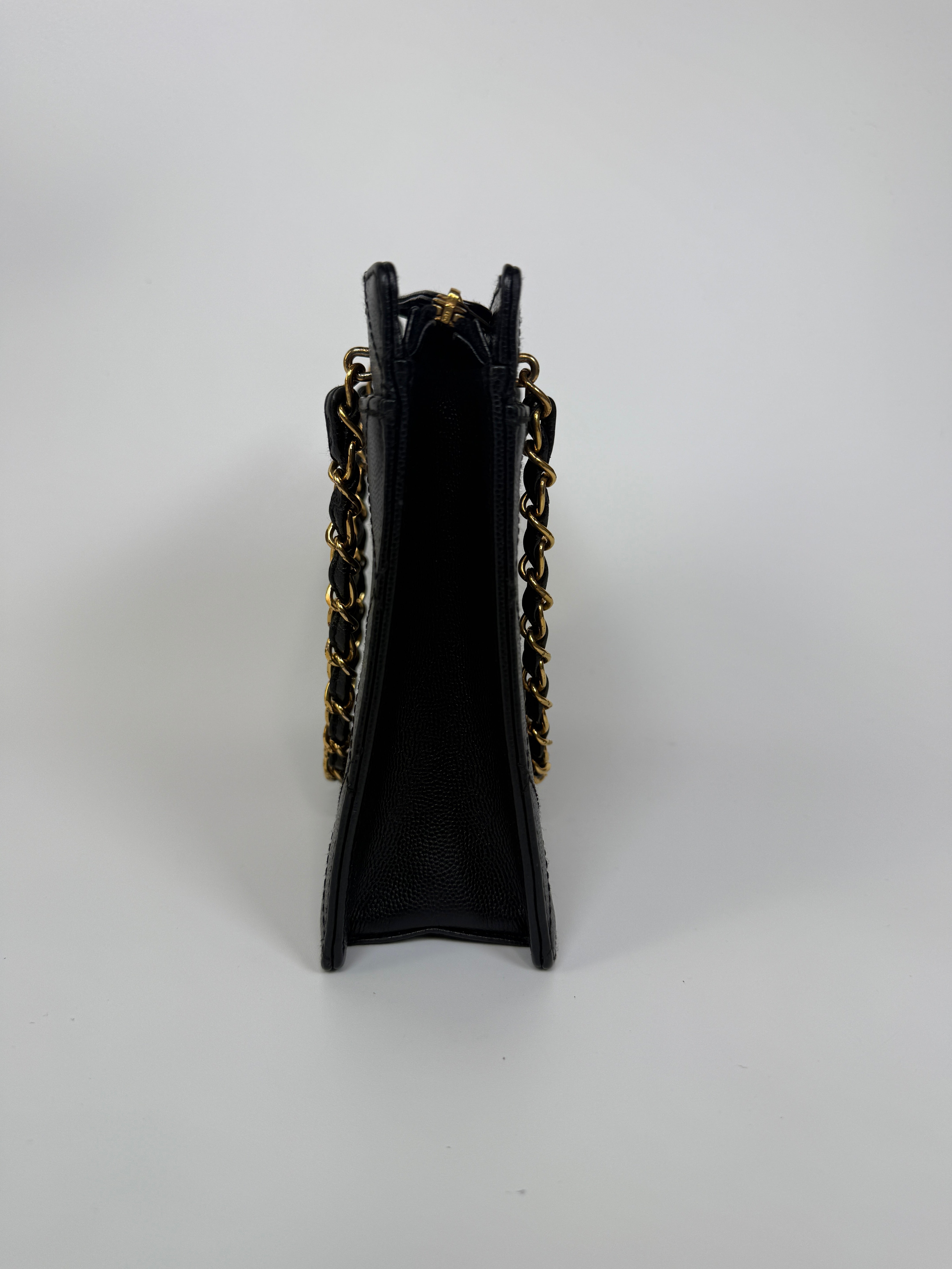 Authentic and preloved Chanel Vintage Micro Black Caviar Tote Bag With 24kt old hardware. 100% Authenticity guarantee