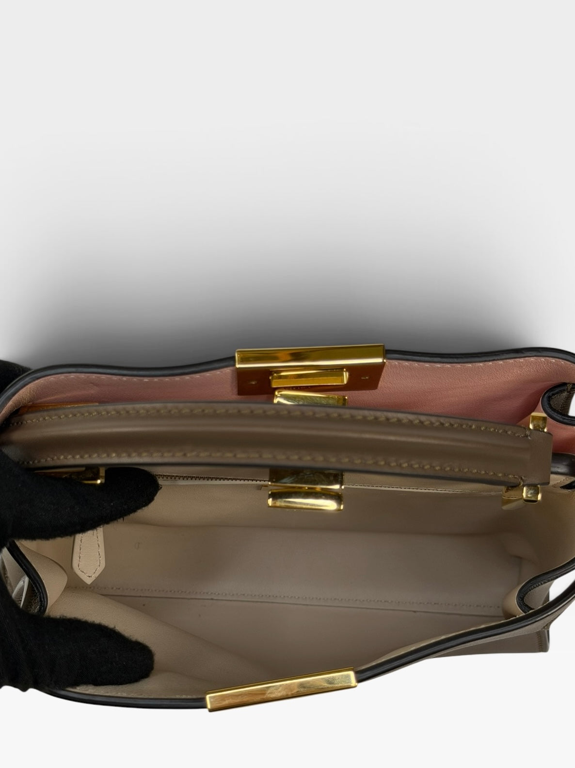 Fendi Small Peekaboo ISeeU Bag In Brown Calfskin Gold Hardware. 100% authentic and preloved in excellent condition.