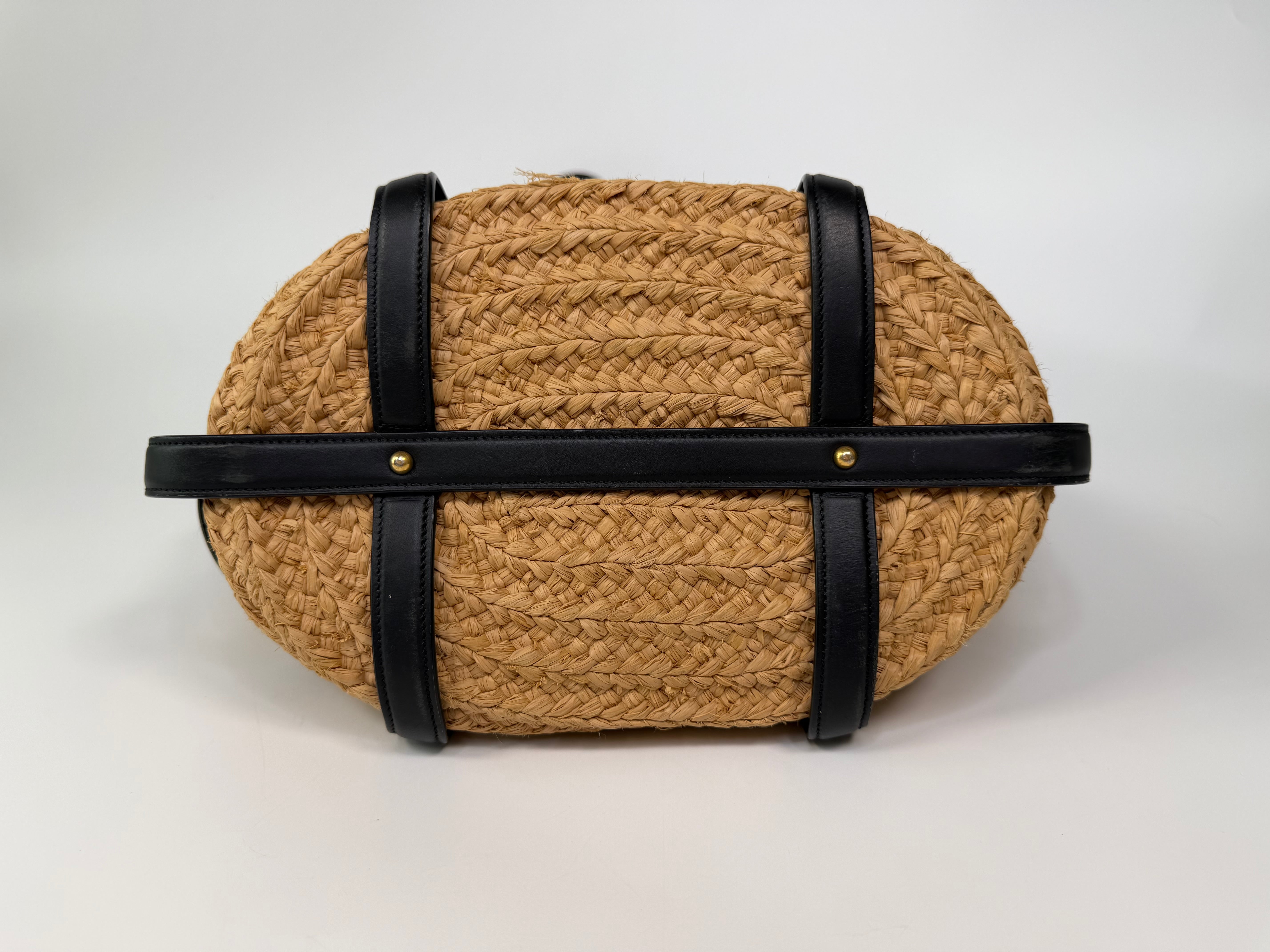 Saint Laurent Medium Panier Wicker Tote Bag In Raffia. 100% authentic and preloved in excellent condition