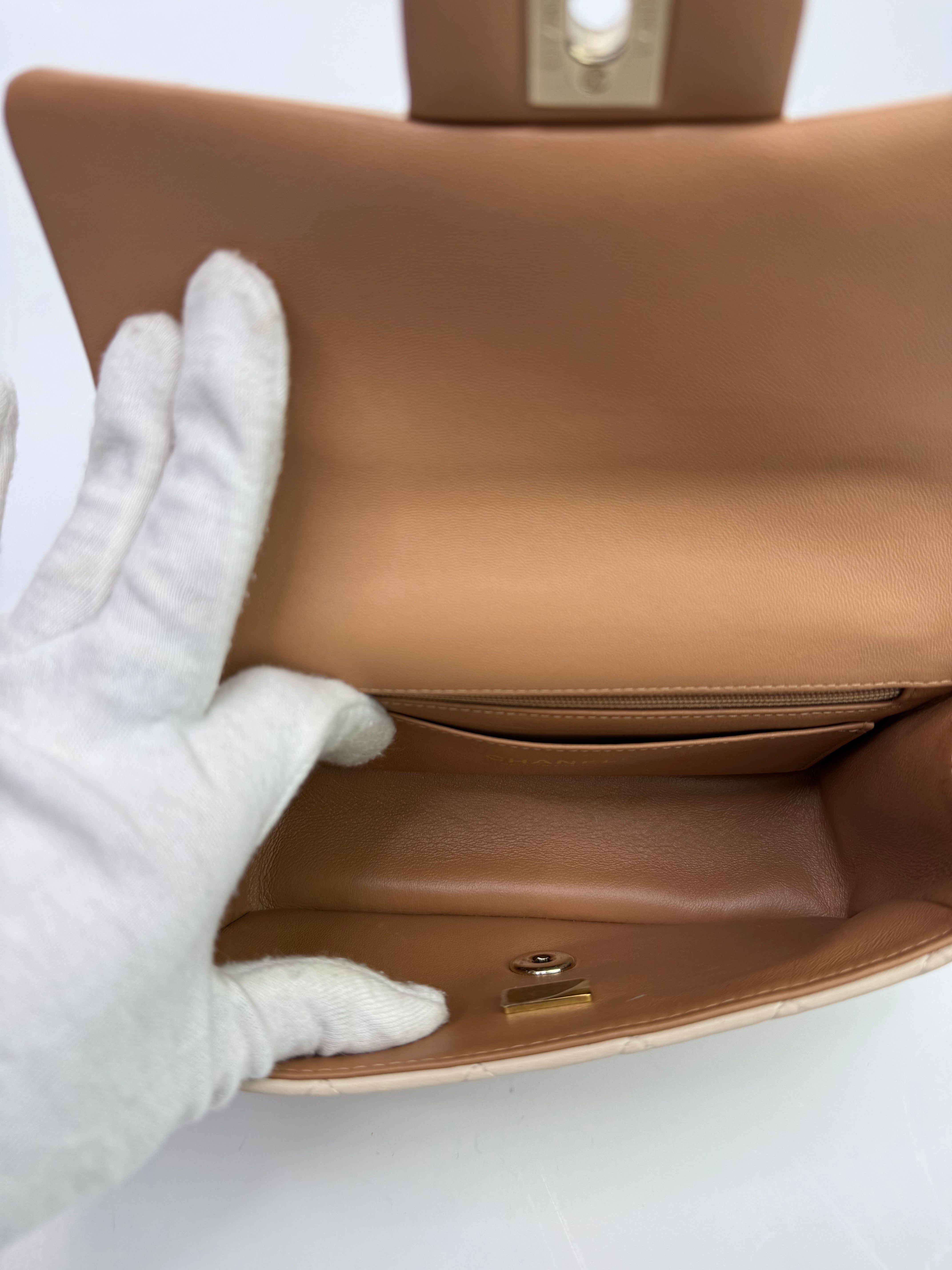 Chanel Quilted Bi-Color Top Handle Rectangular Flap