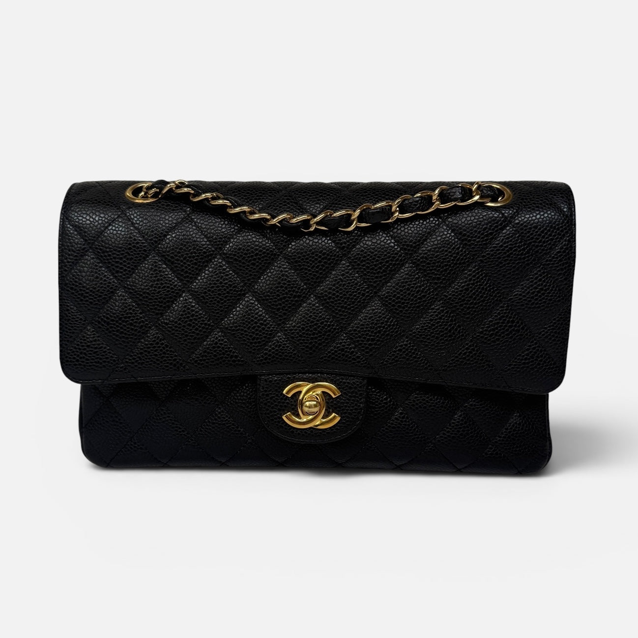 Chanel Medium Classic Double Flap Black Caviar Leather With GHW