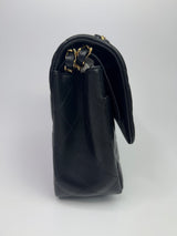 Chanel Black Lambskin Leather Jumbo Classic Double Flap GHW
