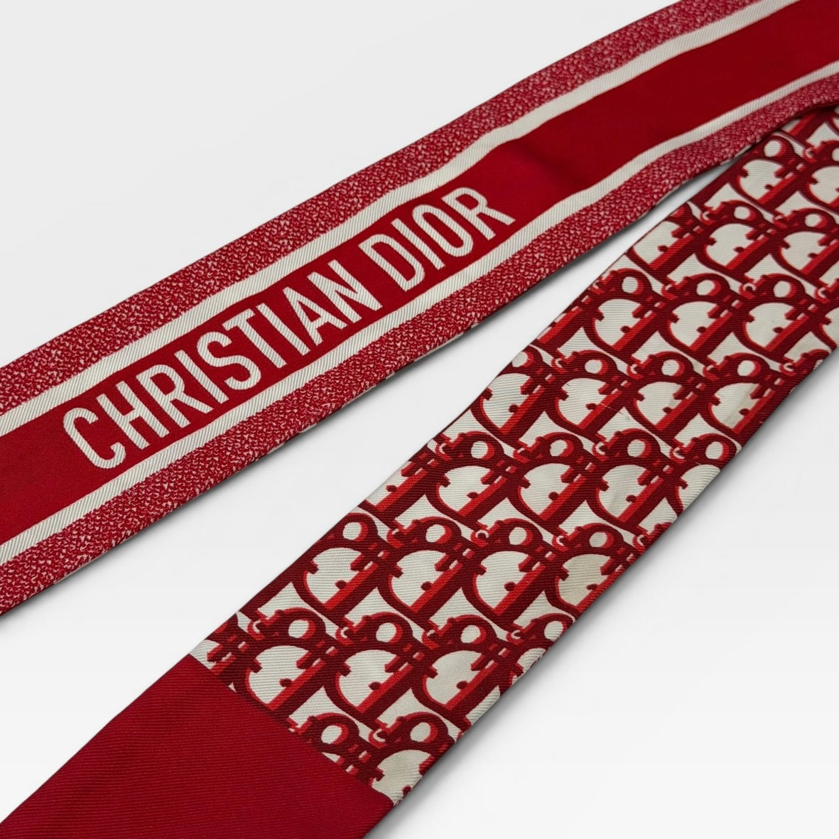 Christian Dior Twilly In Red And White Silk