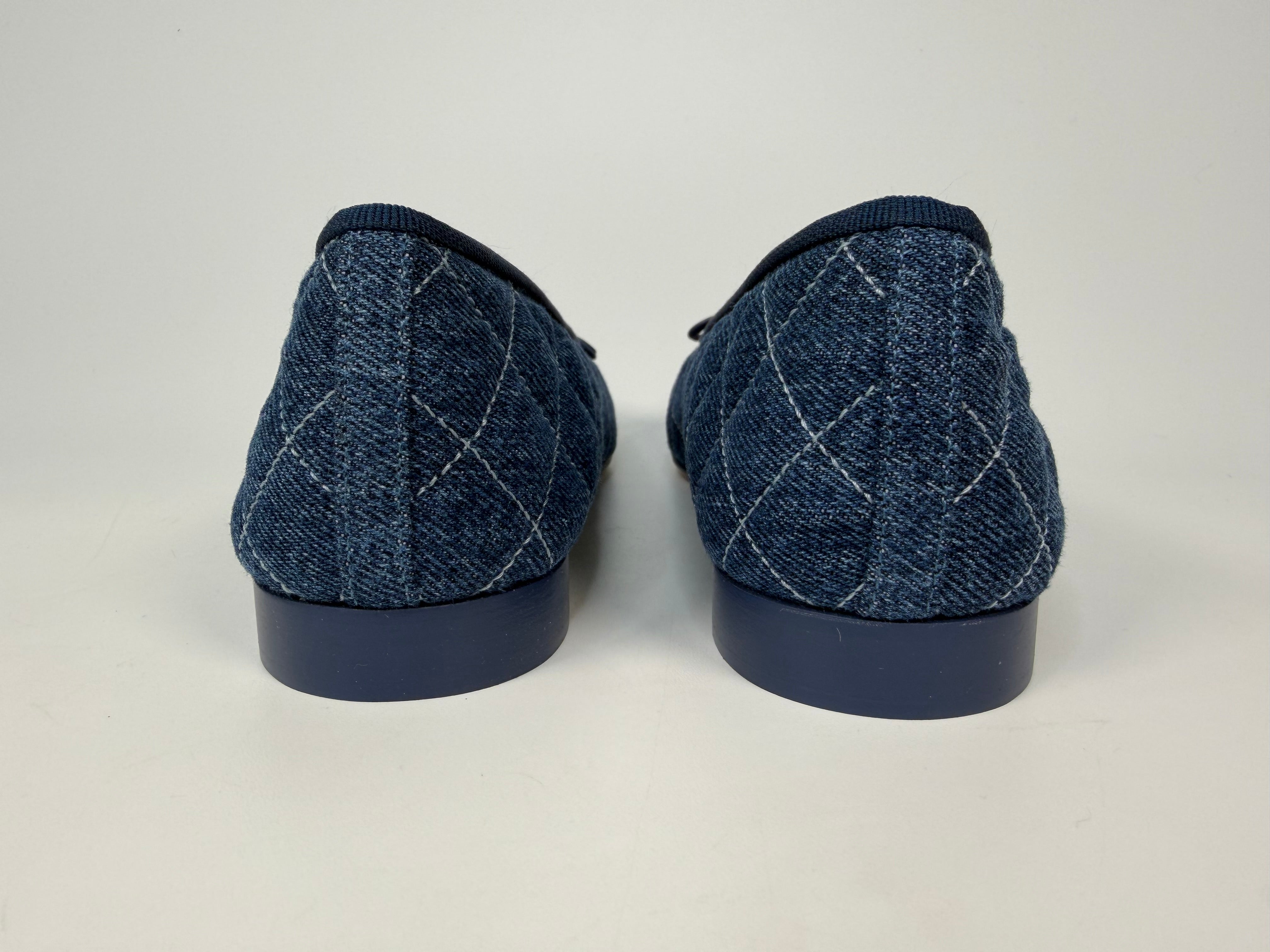 Chanel Ballet Pumps In Denim Blue (Size 38/UK 5). Authentic and preloved in new /unused condition . Verified by Luxe Cheshire. Insured next day delivery