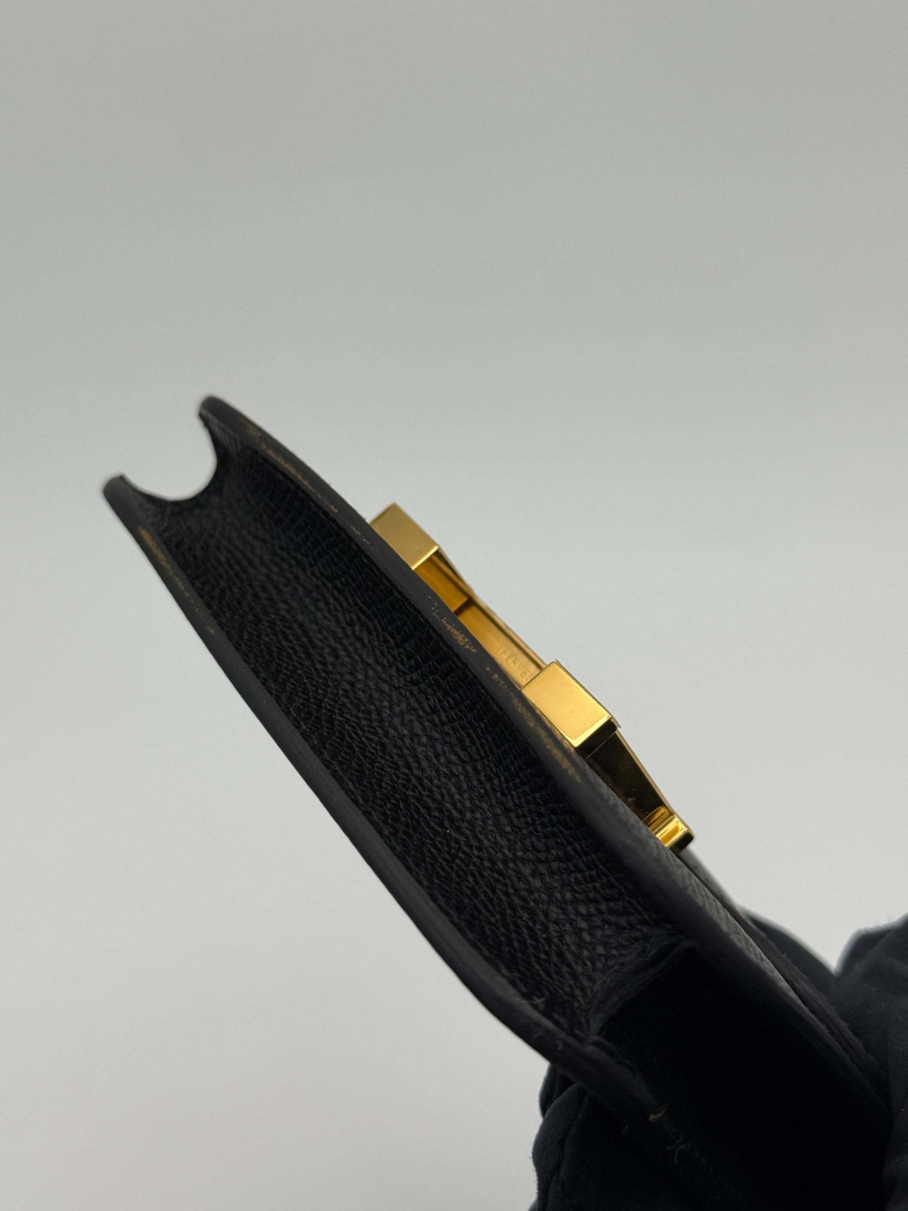 Authentic Pre Loved Hermès Constance Slim Wallet In Black Epsom Leather With Gold Hardware New & Unused Condition