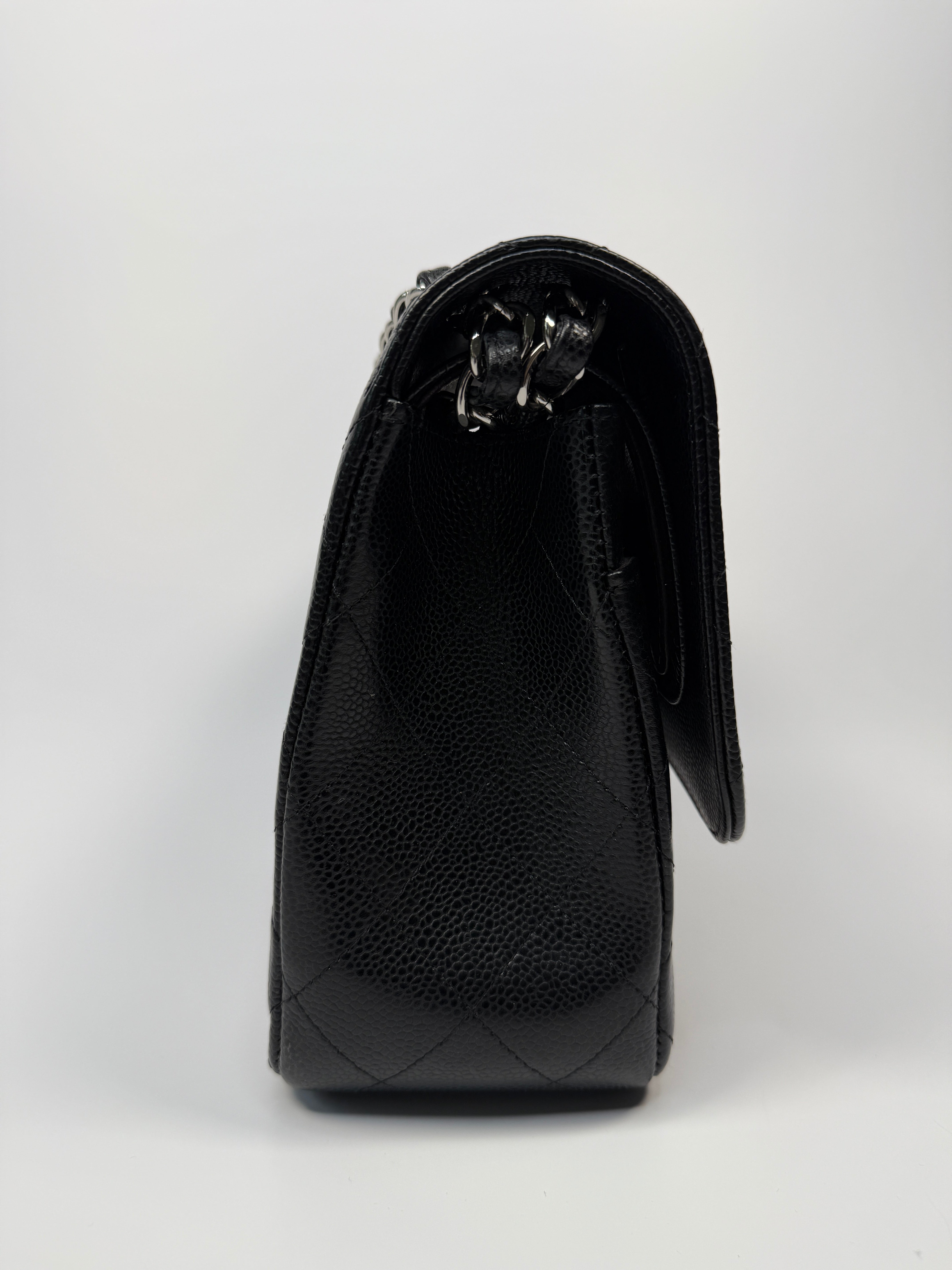 Chanel Black Caviar Leather Jumbo Classic Double Flap Silver Hardware
Pre Loved & Authentic