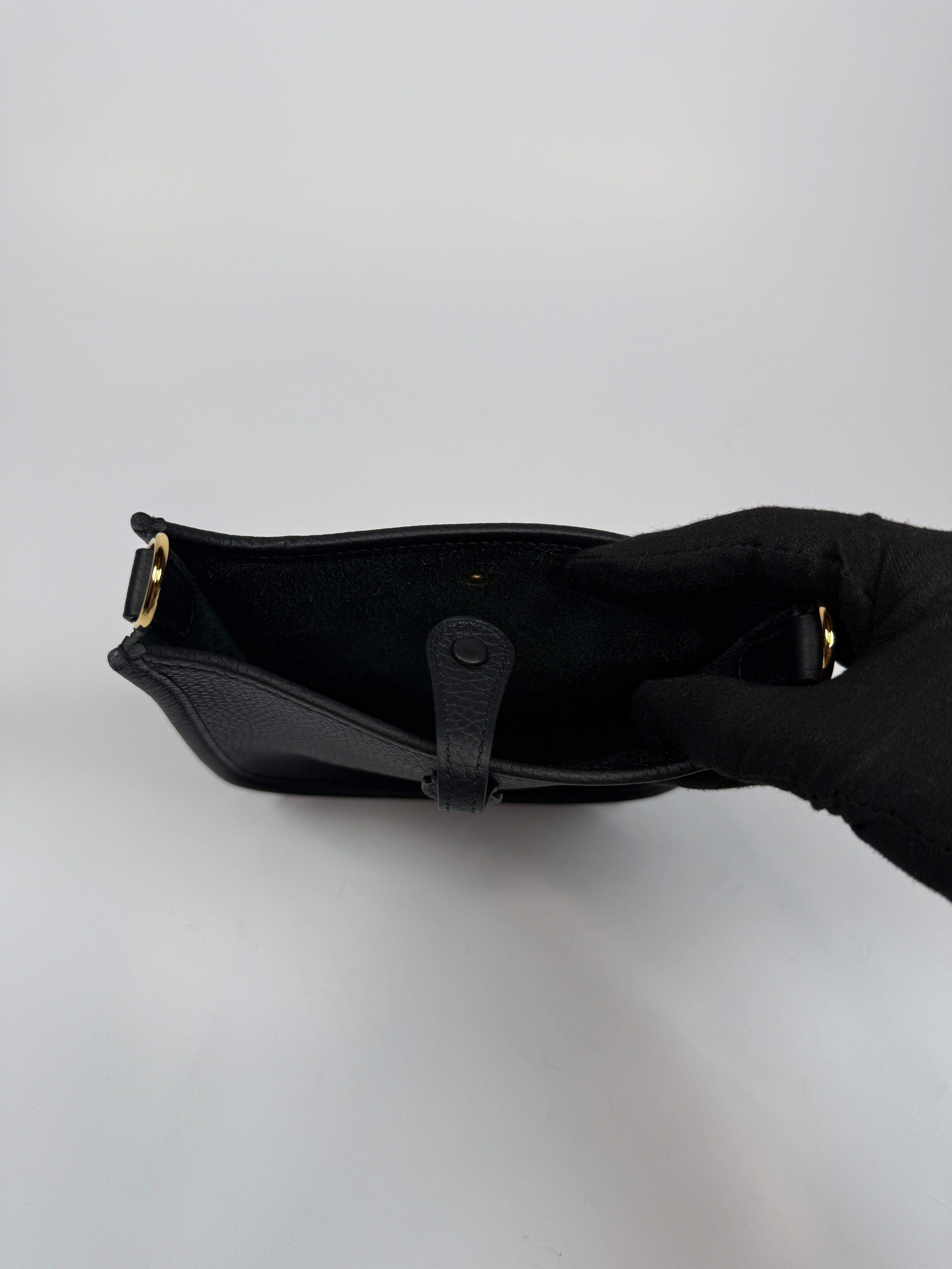 Hermès Evelyne TPM Black Clemence Leather Gold Hardware Authentic and Preloved In New and Unused condition.