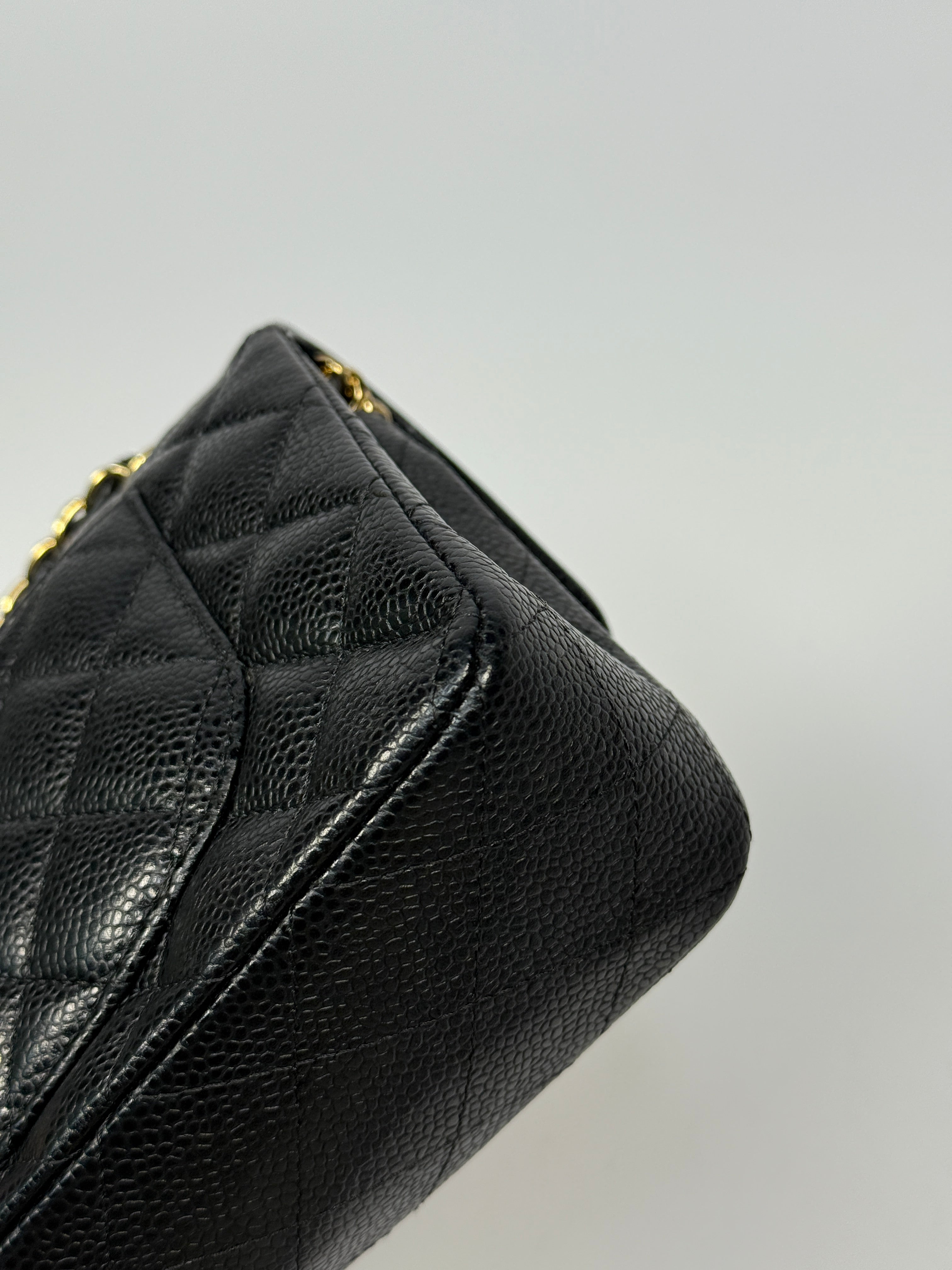 Chanel Small Classic Double Flap In Black Caviar Leather With GHW