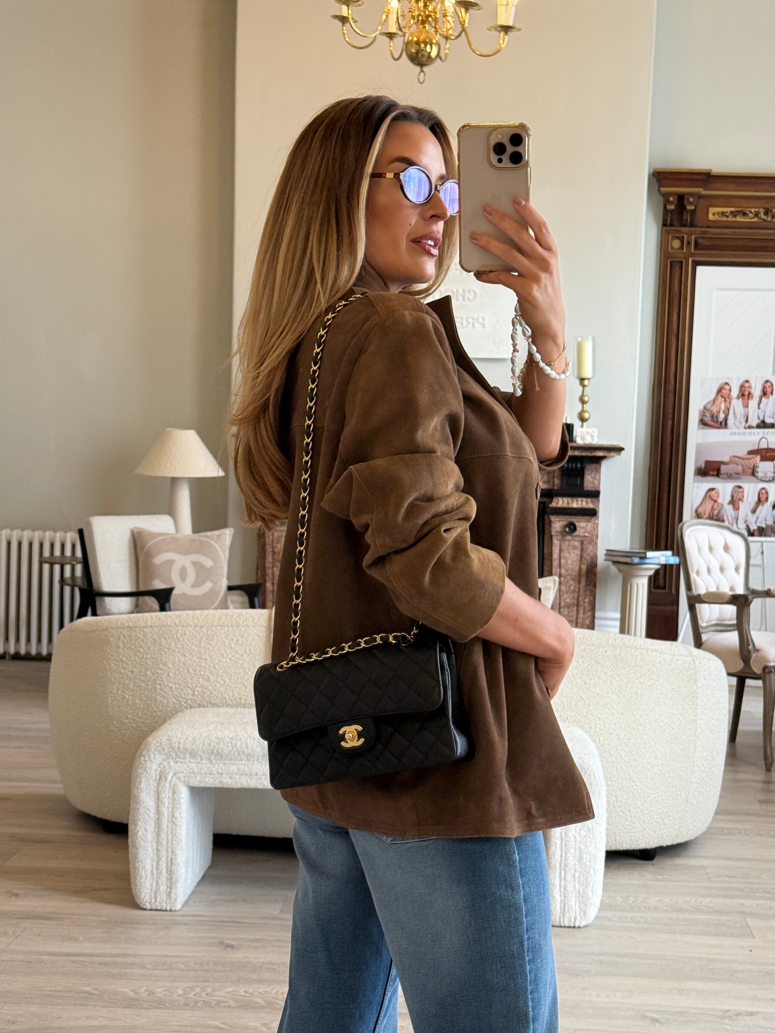 Chanel Small Classic Double Flap In Black Caviar Leather With GHW