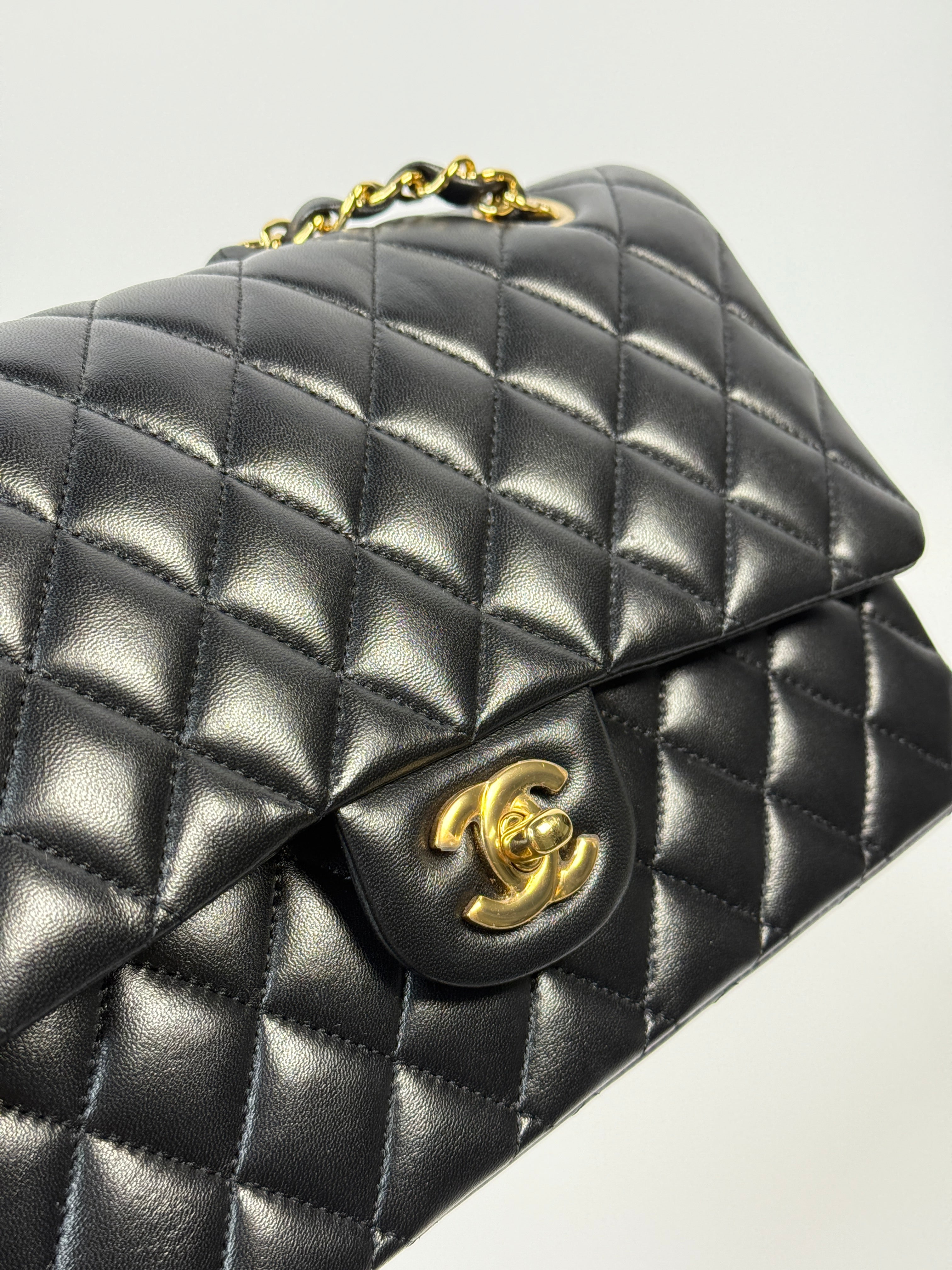 Chanel Medium Classic Double Flap Black Lambskin With Gold Hardware
Pre Loved & Authentic