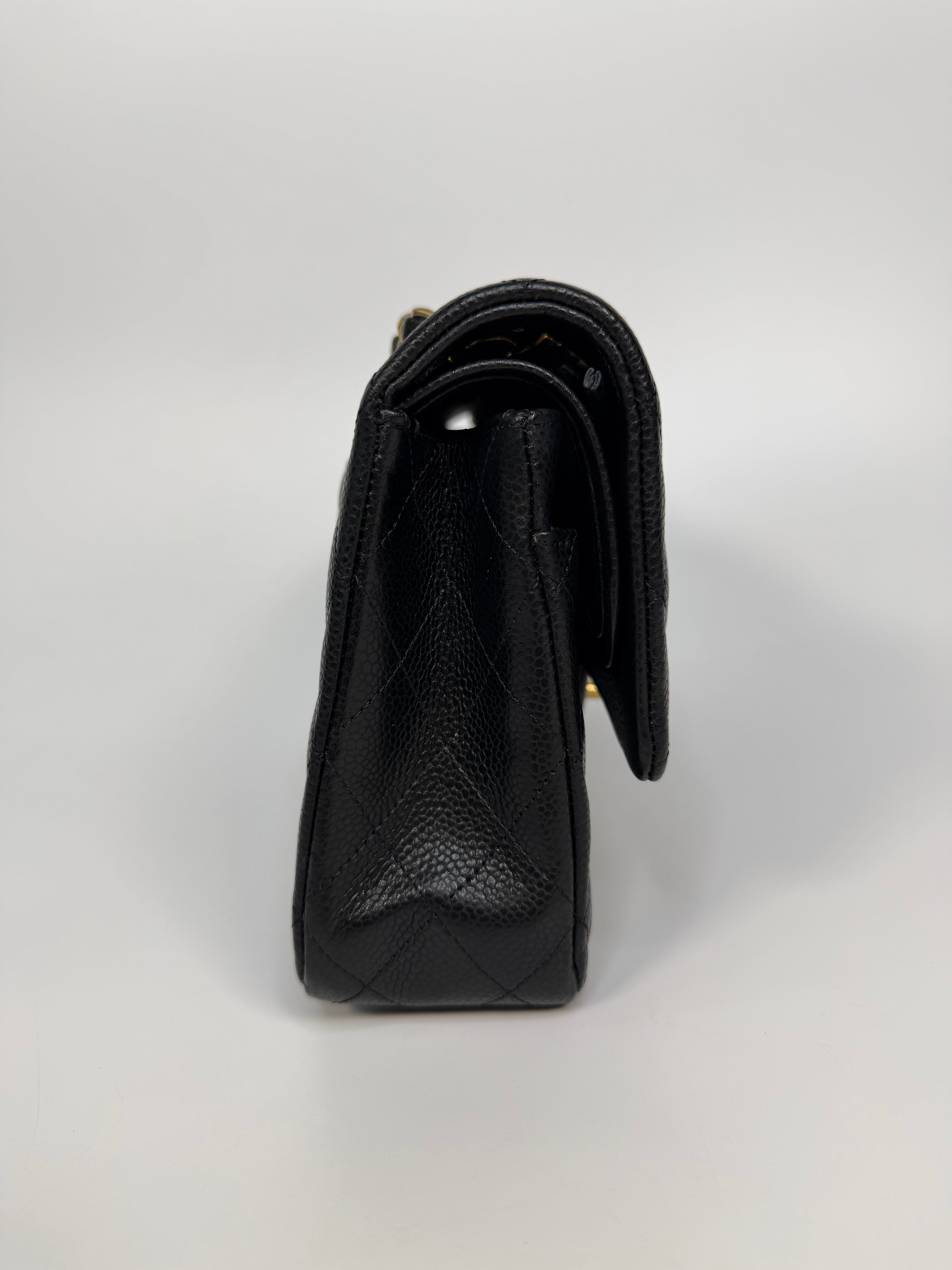 Chanel Medium Classic Double Flap Black Caviar Leather With Gold Hardware. Authentic and preloved in excellent condition