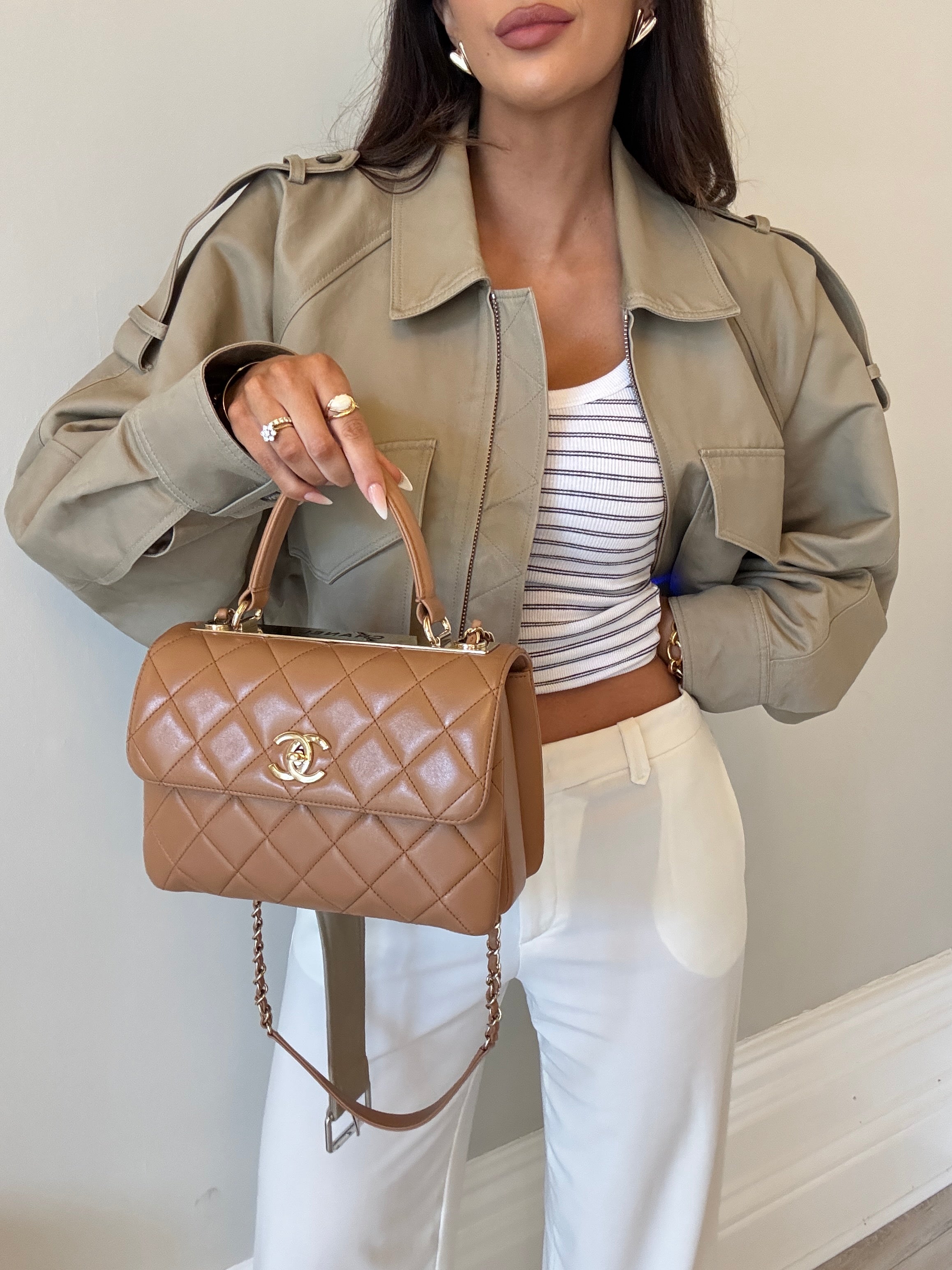 Chanel Caramel Small Trendy In Lambskin Leather