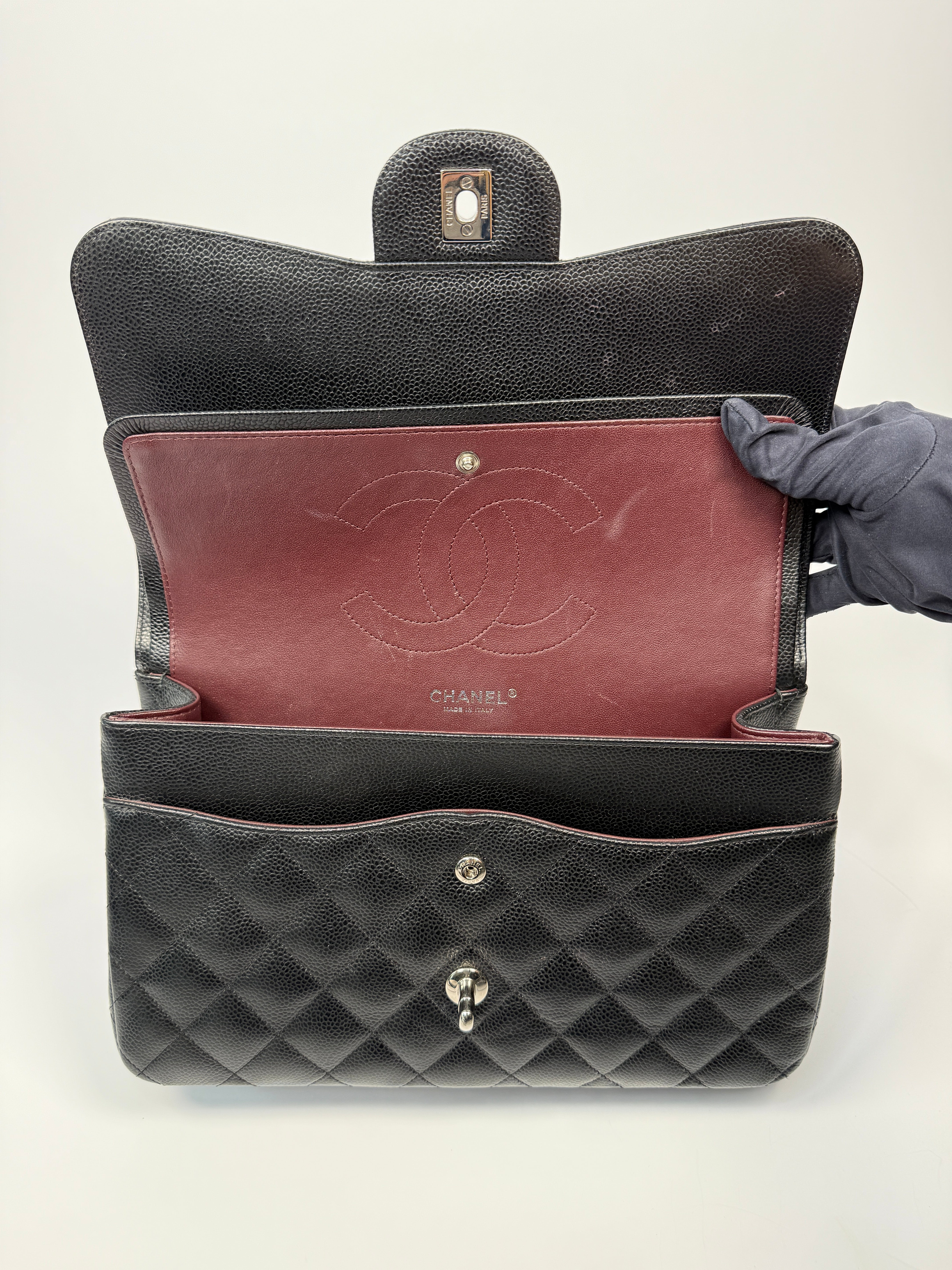 Chanel Black Caviar Leather Jumbo Classic Double Flap Silver Hardware
Pre Loved & Authentic