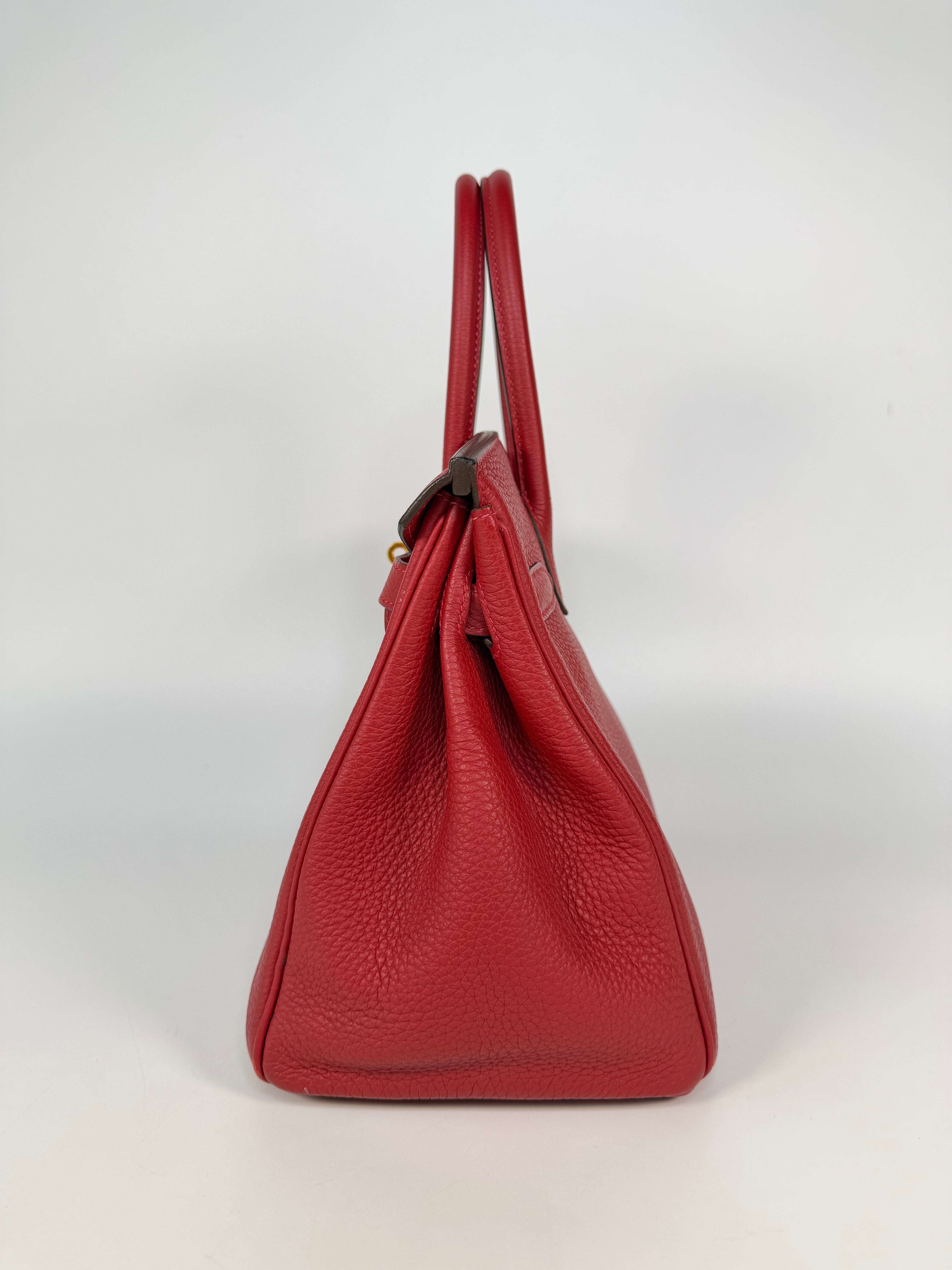 Hermès Birkin 30 In Rouge Casaque Togo Leather With Gold Hardware 100% Authentic and preloved in excellent condition