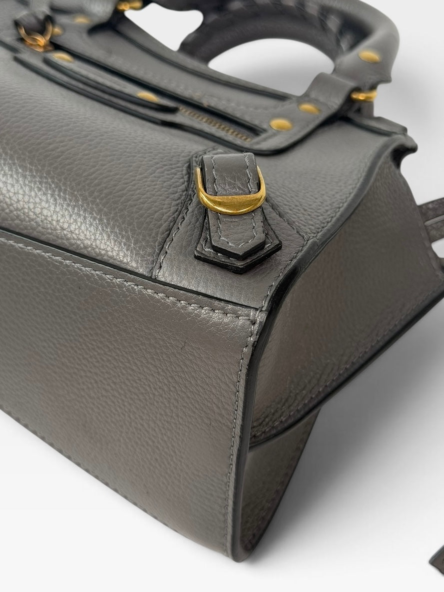 Balenciaga Neo Mini City Bag In Grey With Gold Hardware. 100% authentic and preloved in excellent condition