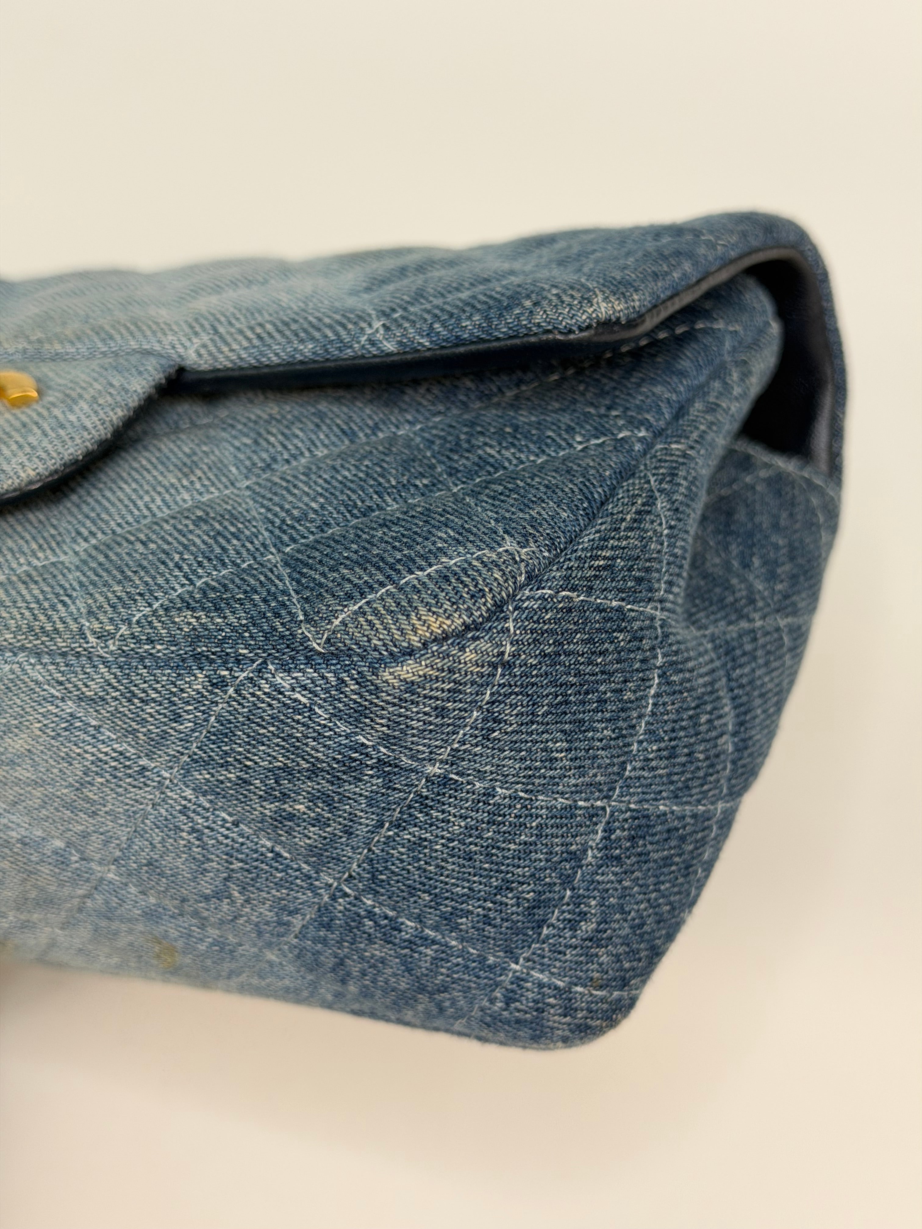 Chanel Mini Rectangle In Blue Denim With Gold Hardware Authentic and preloved in very good condition. 100% guarantee