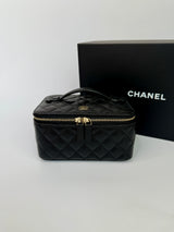 Chanel Vanity Case In Black Caviar Leather With GHW