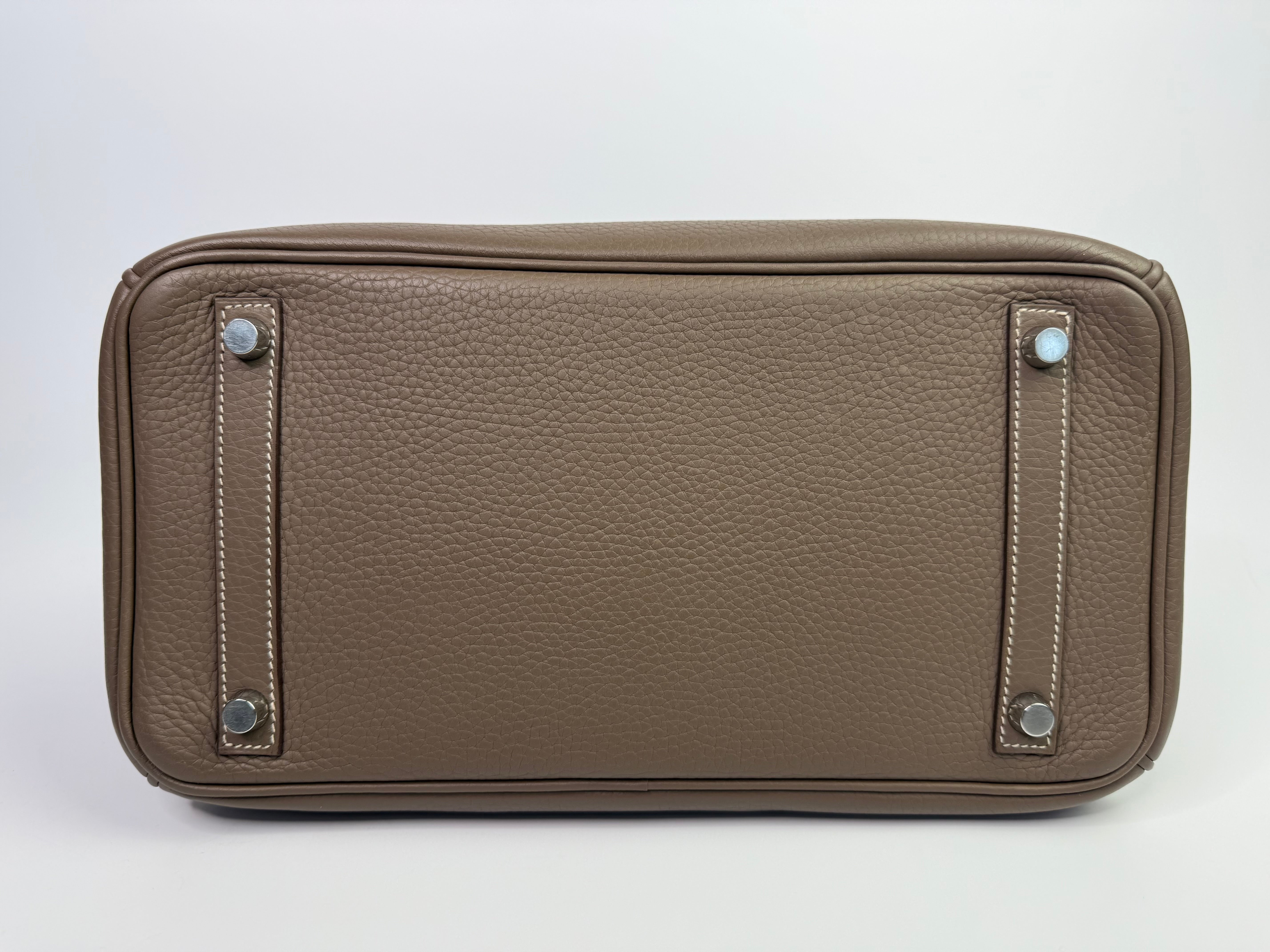 Authentic Pre Loved Hermès Birkin 30 In Etoupe Clemence Leather With Palladium Hardware Excellent Condition