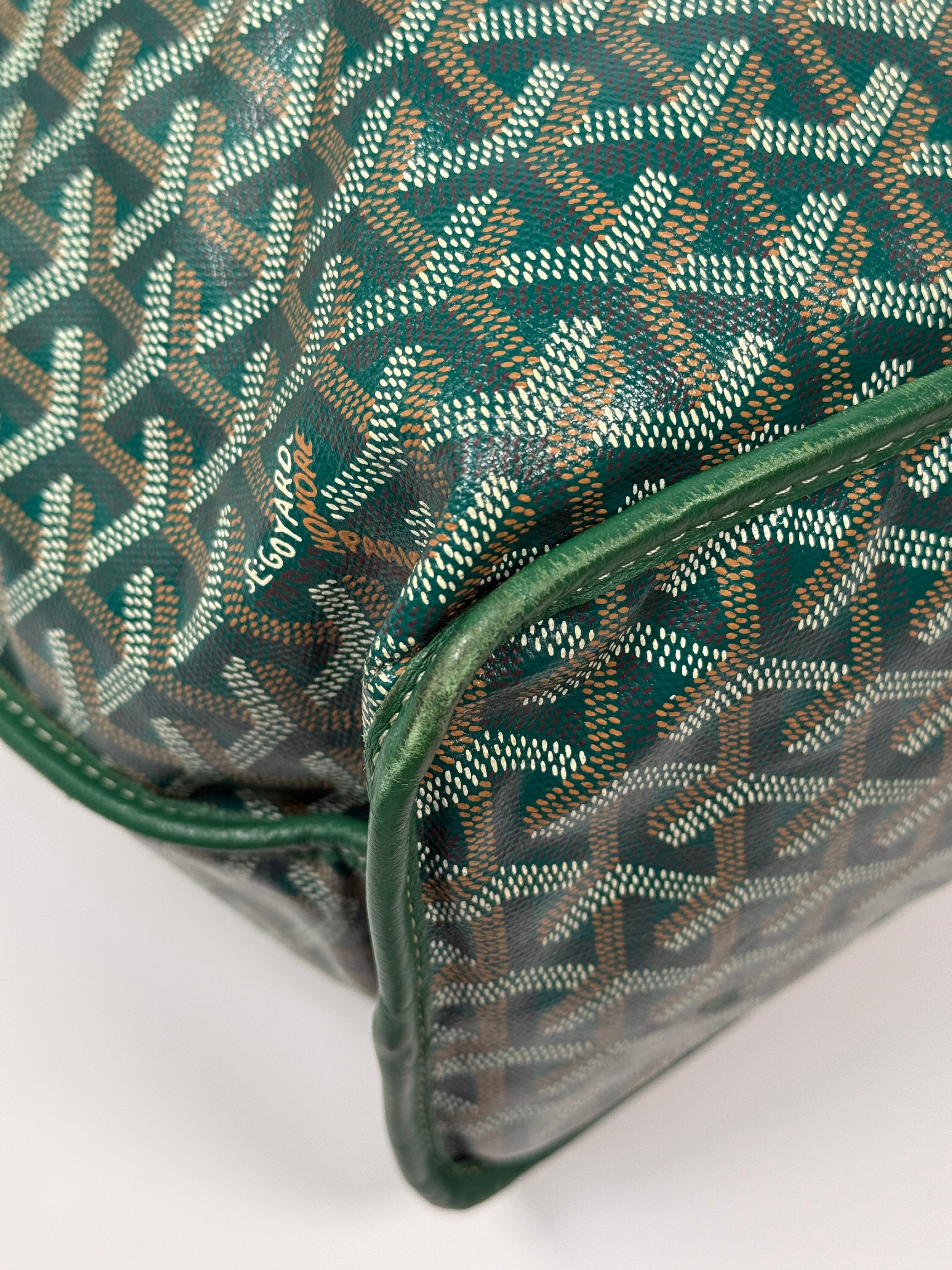 Goyard Anjou GM Tote Bag In Green Goyadine Canvas Authentic and preloved in excellent condition.