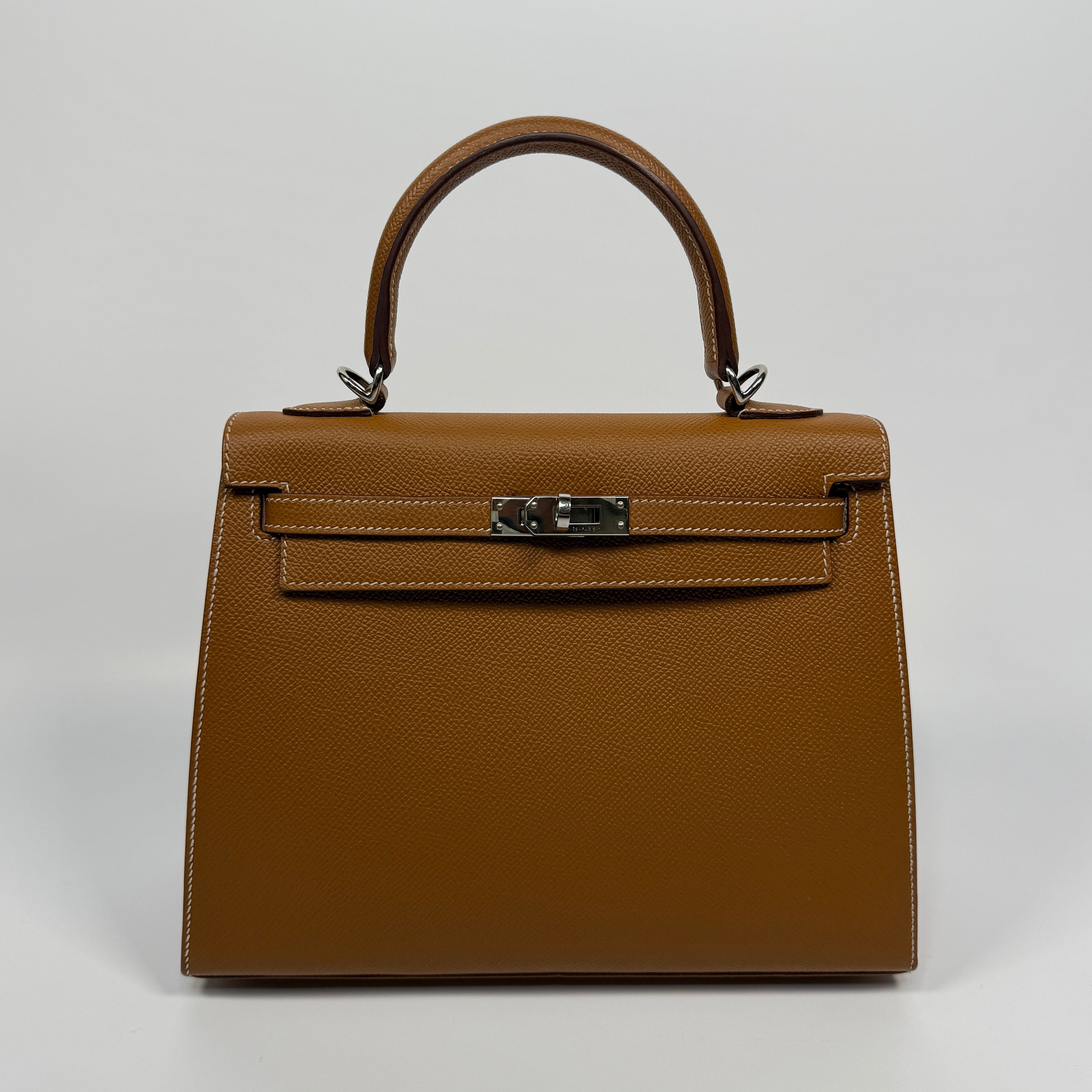 Authentic Pre Loved Hermès Kelly 25 Sellier In Gold Epsom Leather With Palladium Hardware Excellent Condition