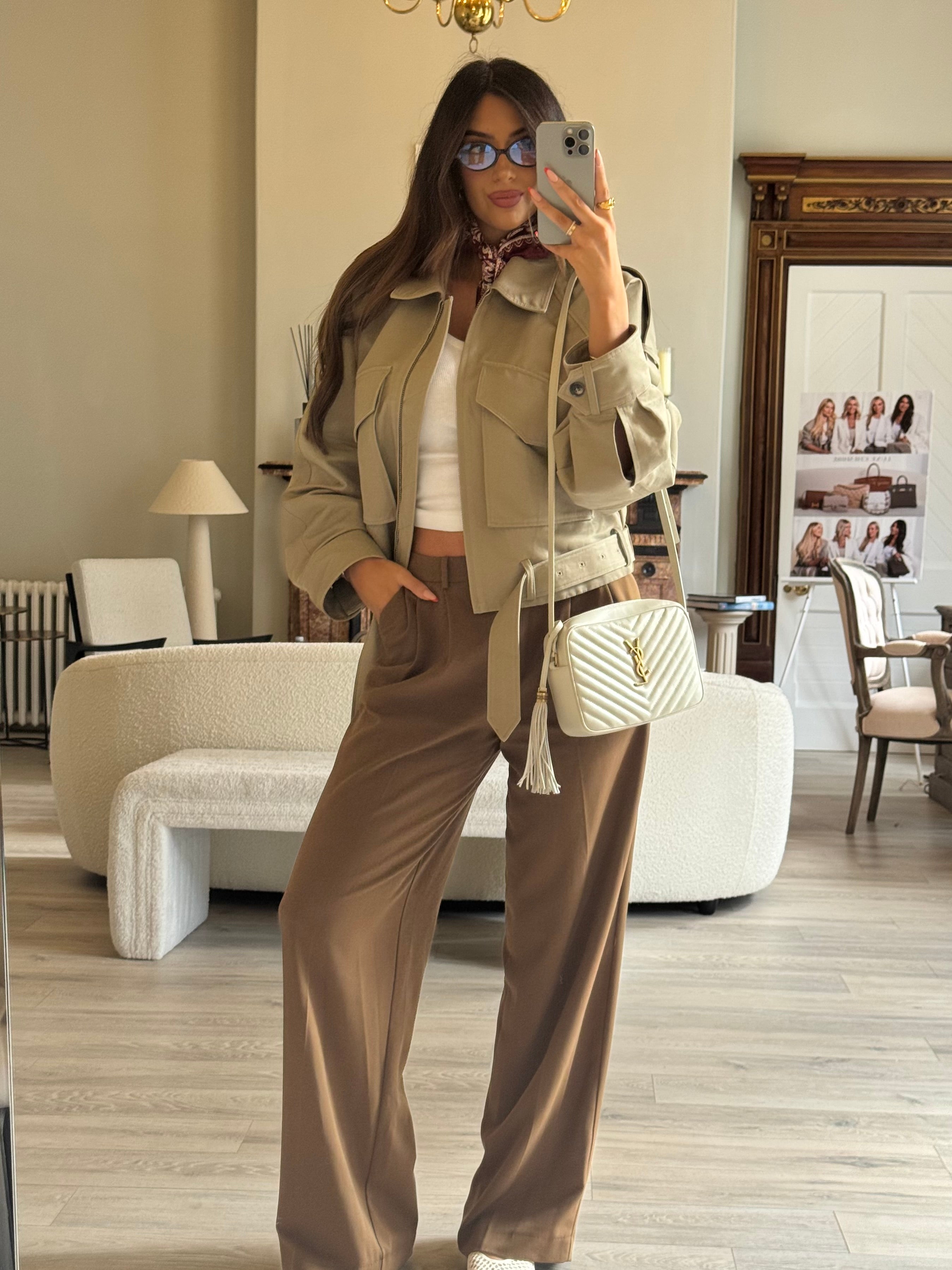 Saint Laurent Small Camera Bag In Ecru Leather