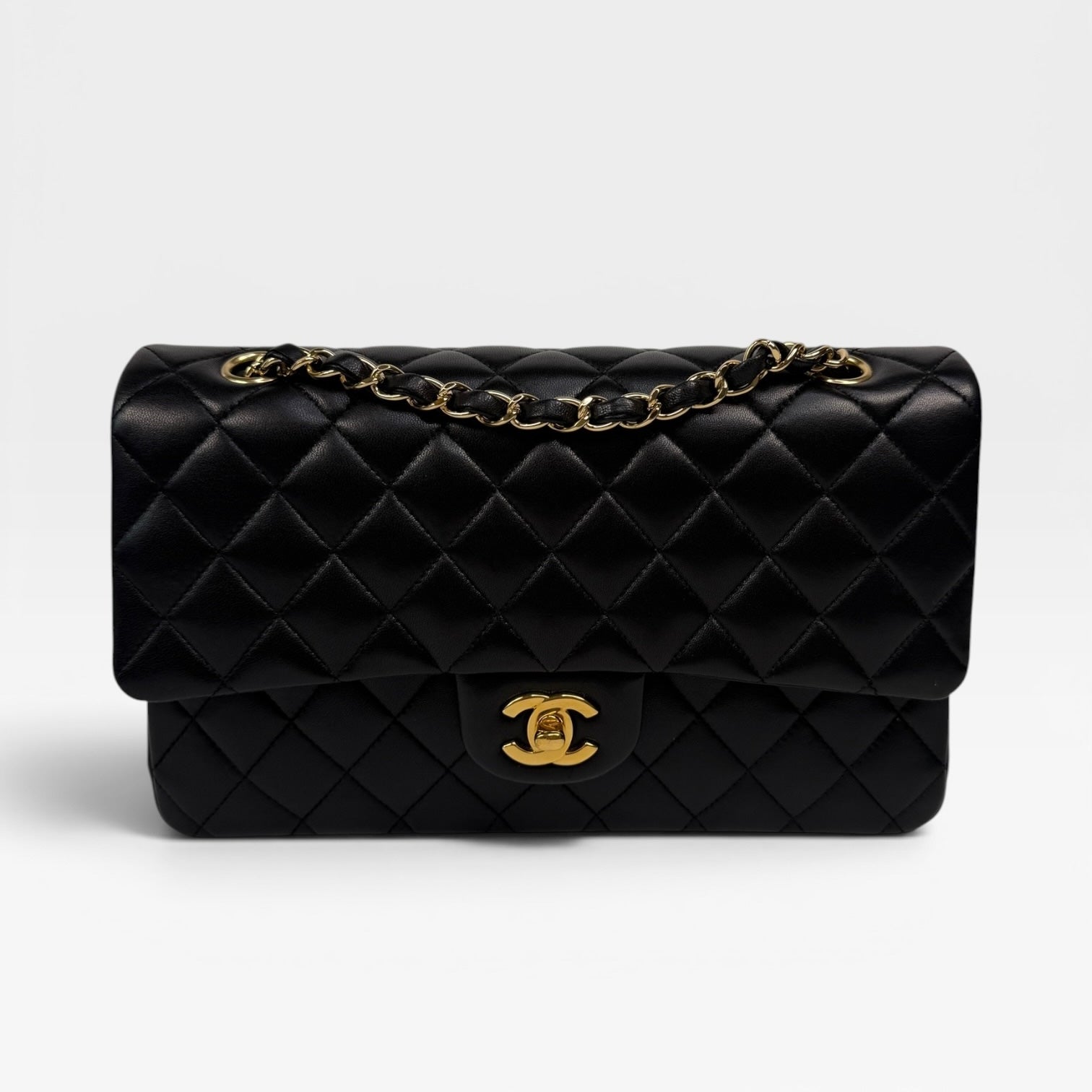 Chanel Medium Classic Double Flap Black Lambskin With Gold Hardware
Authentic Pre Loved Verified by Luxe Cheshire Trusted Designer resale