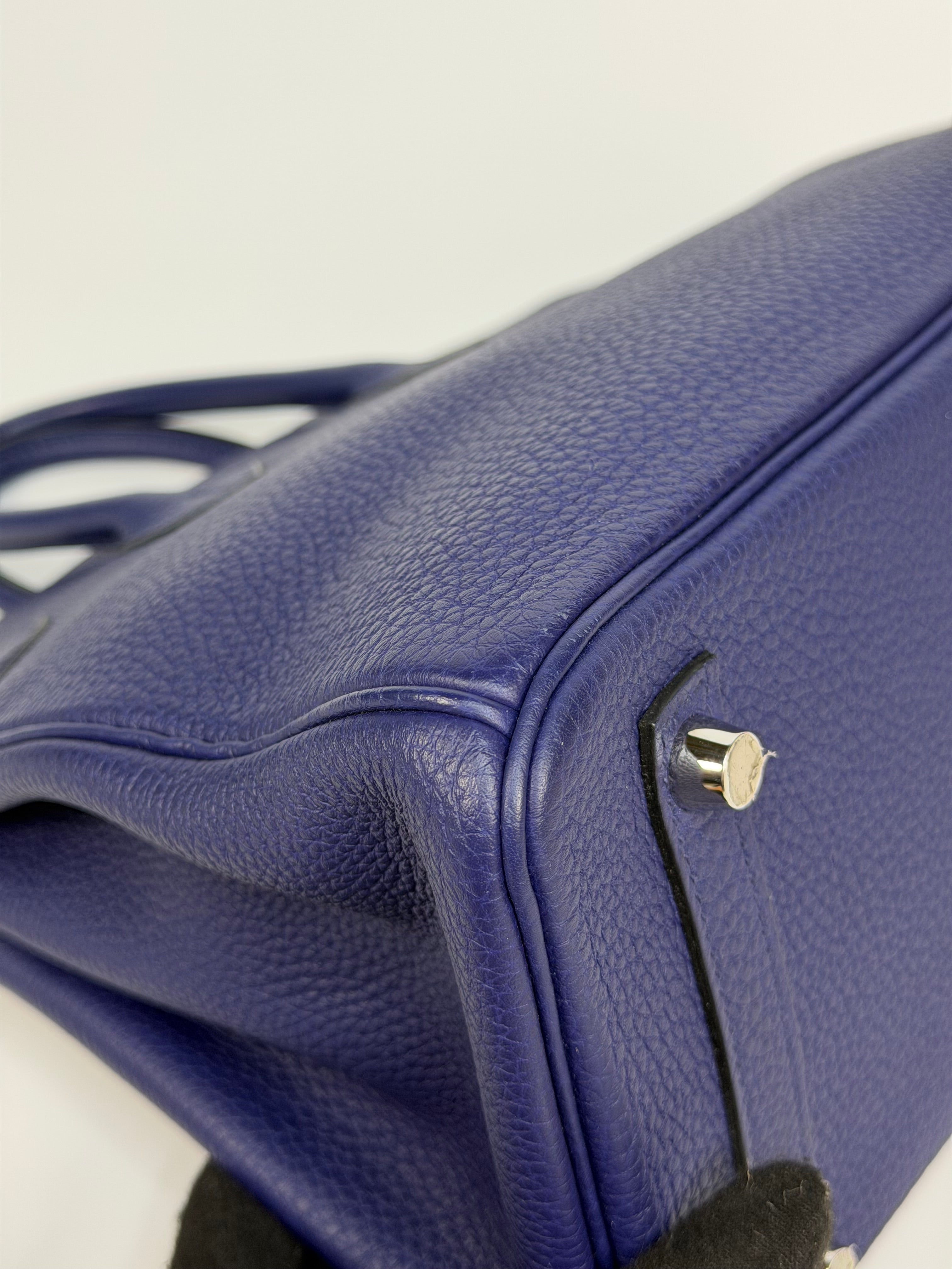 Hermès Birkin 25 In Blue Sapphire Togo With Palladium Hardware. Authentic and preloved in excellent condition