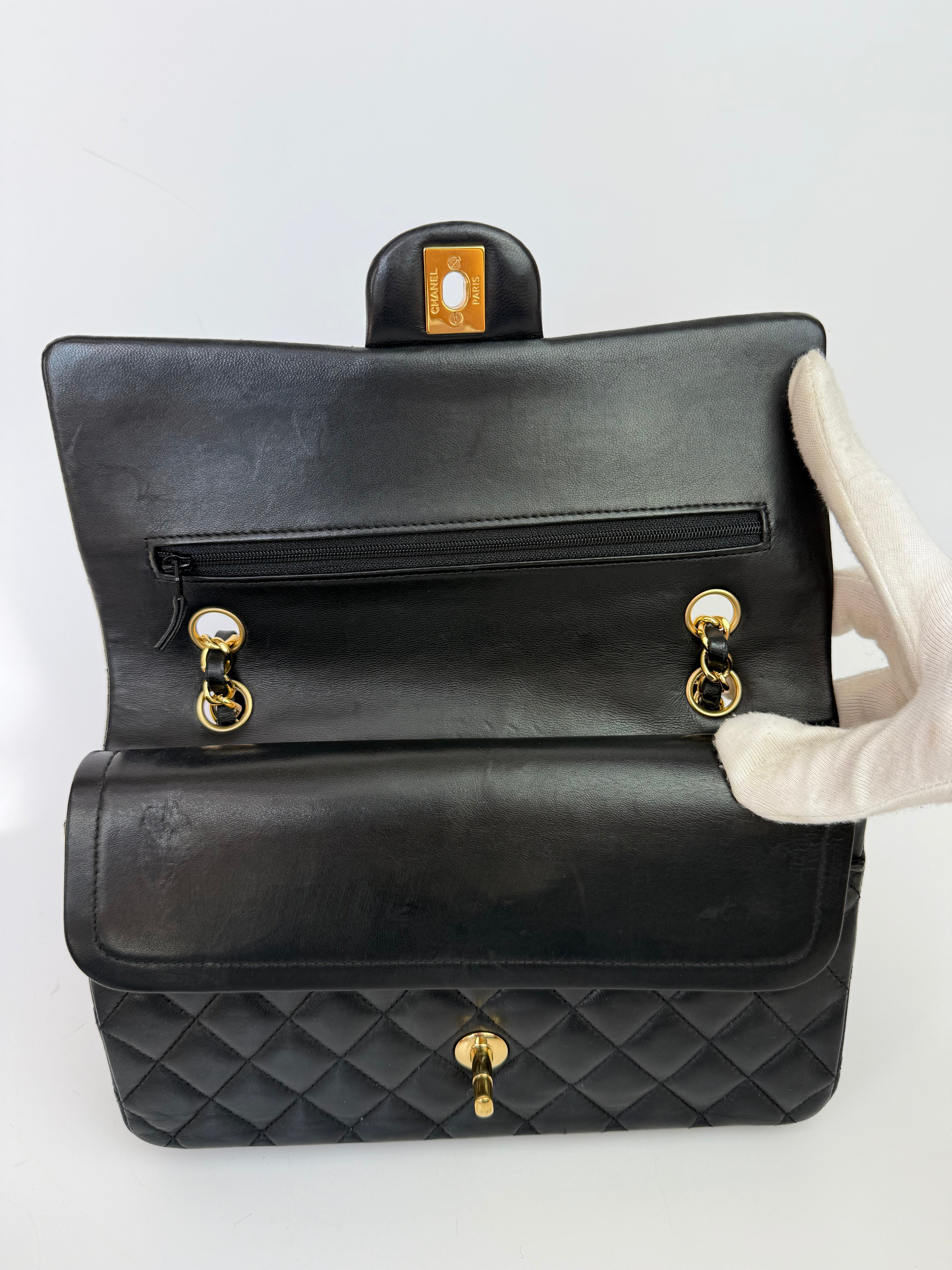 Chanel Medium Classic Double Flap Black Lambskin With GHW