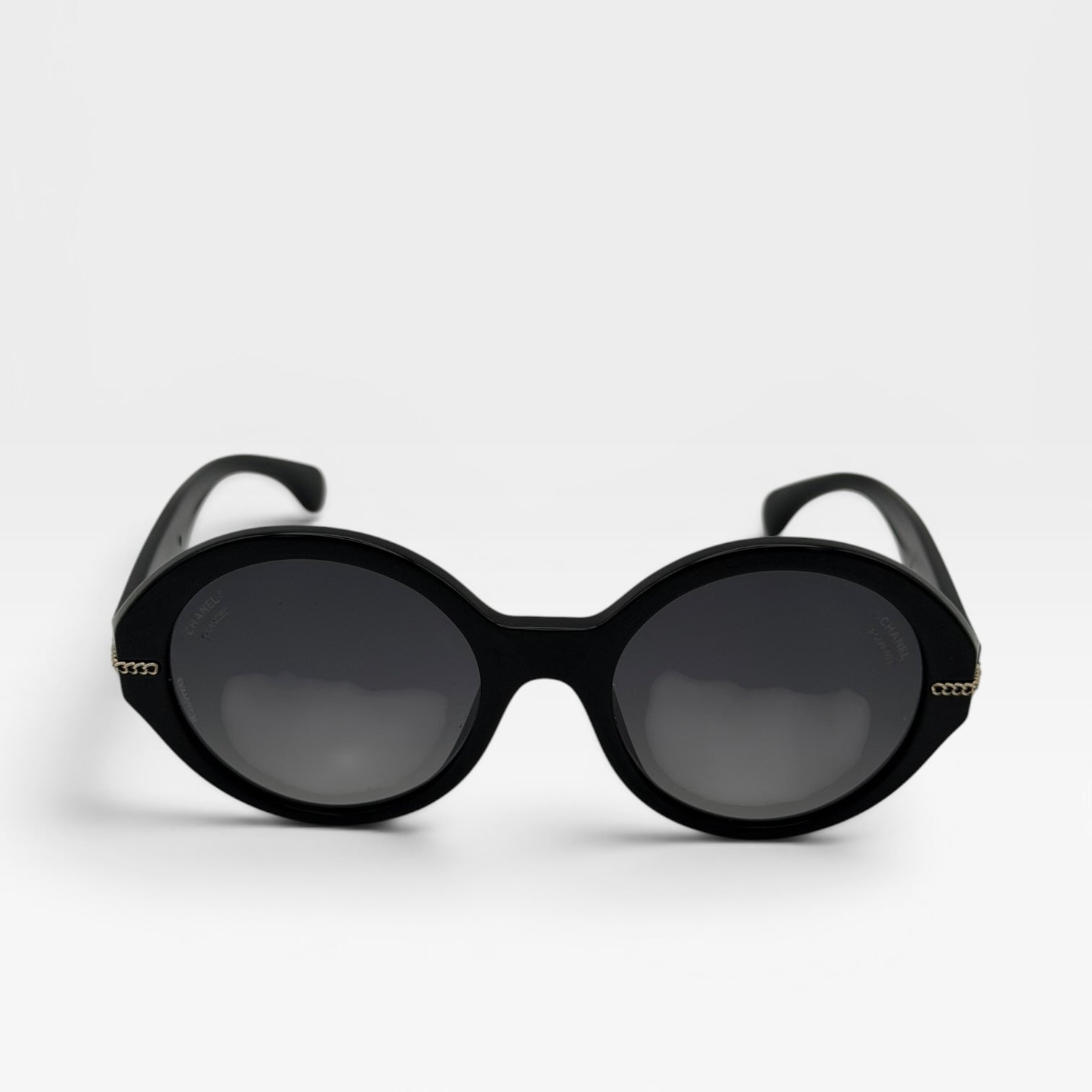 Chanel Sunglasses In Black With Pale Gold Hardware. Authentic and preloved in excellent condition