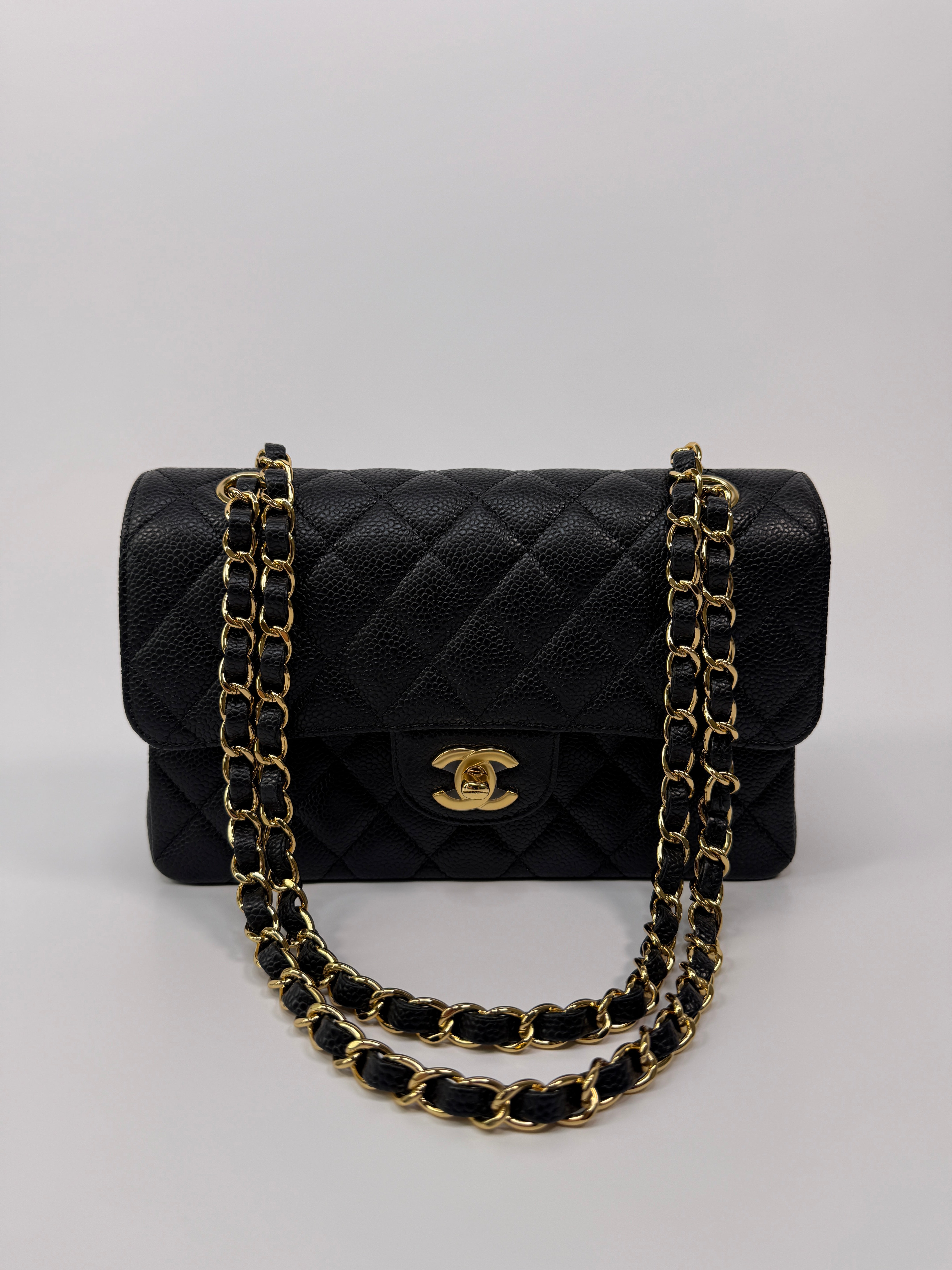 Chanel Small Classic Double Flap In Black Caviar Leather With GHW