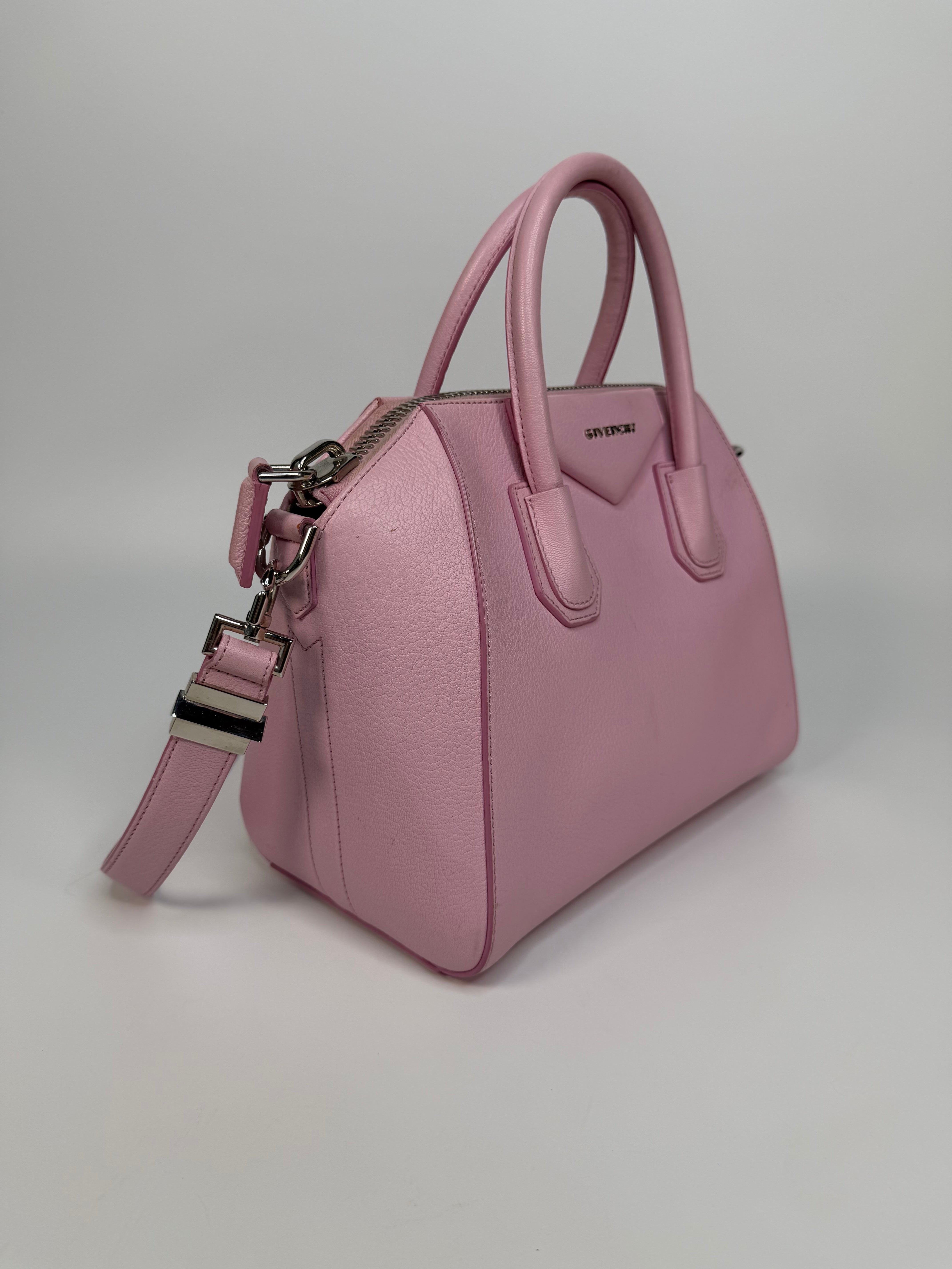 Givenchy Antigona In Pink Goatskin Leather With Silver Hardware. Authentic and preloved in very good condition.