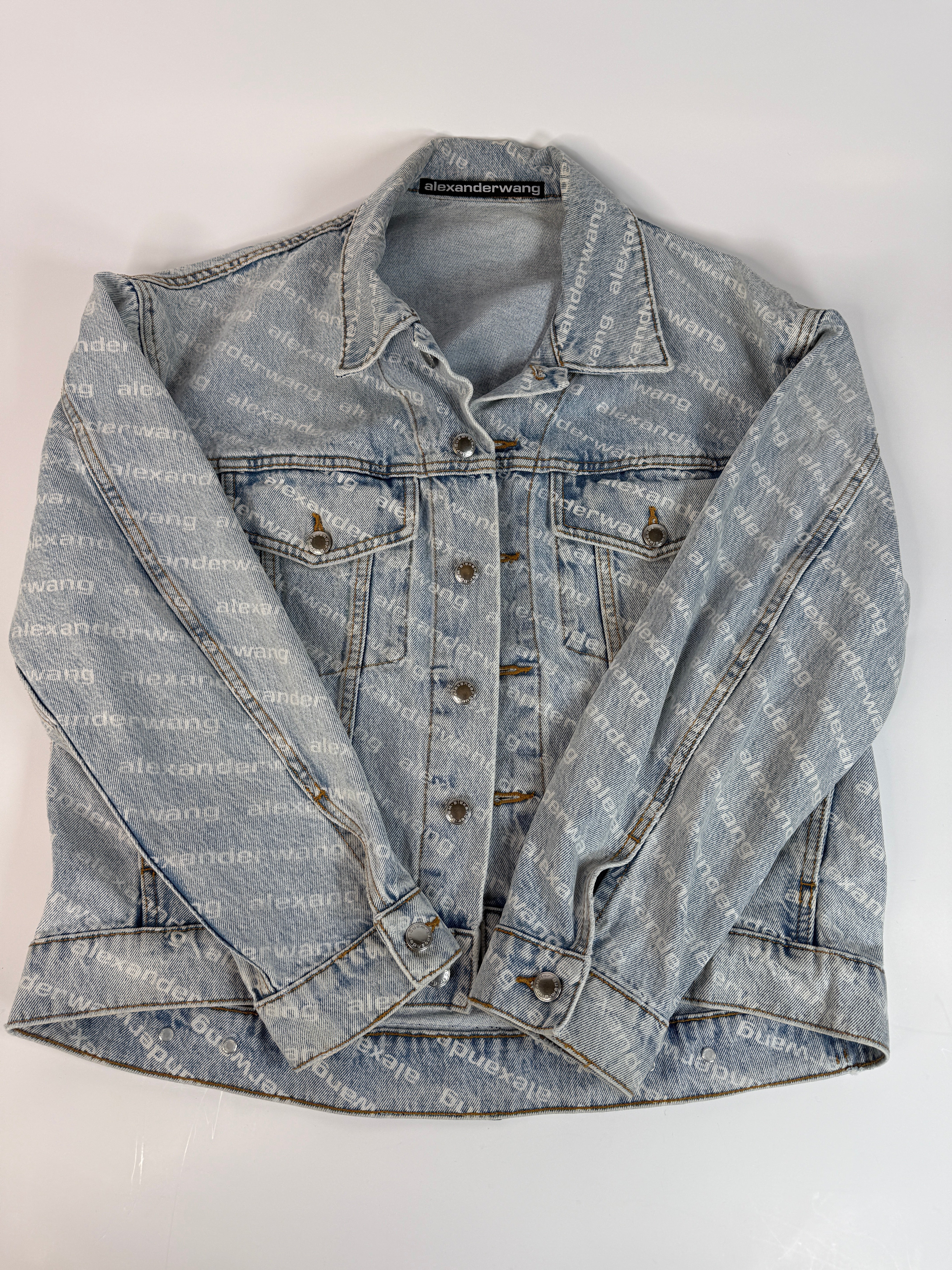 Alexander Wang Blue Falling Back Logo Denim Jacket (M/UK10)